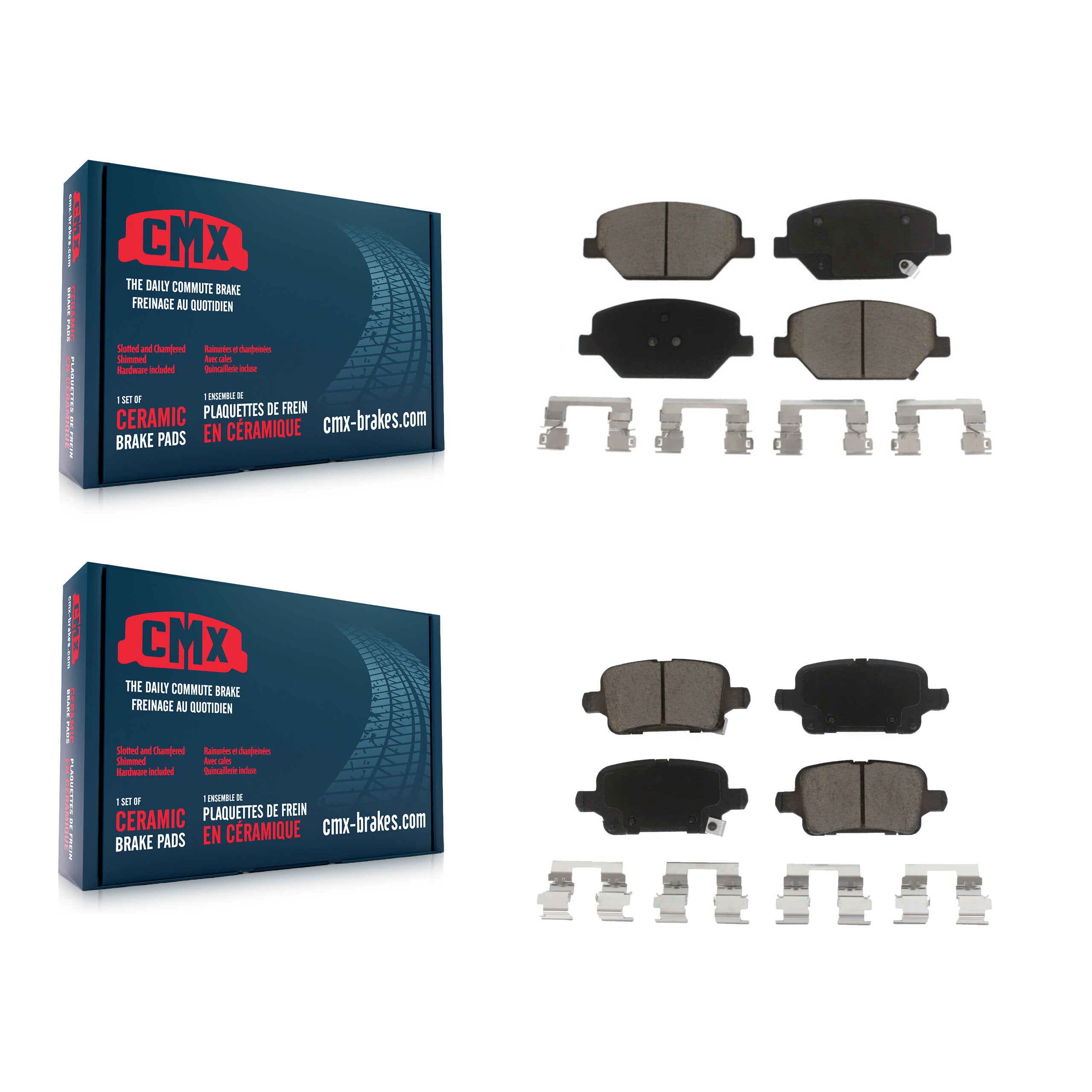 CMX KCX-100237 Disc Brake Pad for 2017-2020 Buick Regal Sportback, Chevrolet Equinox, GMC Terrain & more - Front and Rear product image