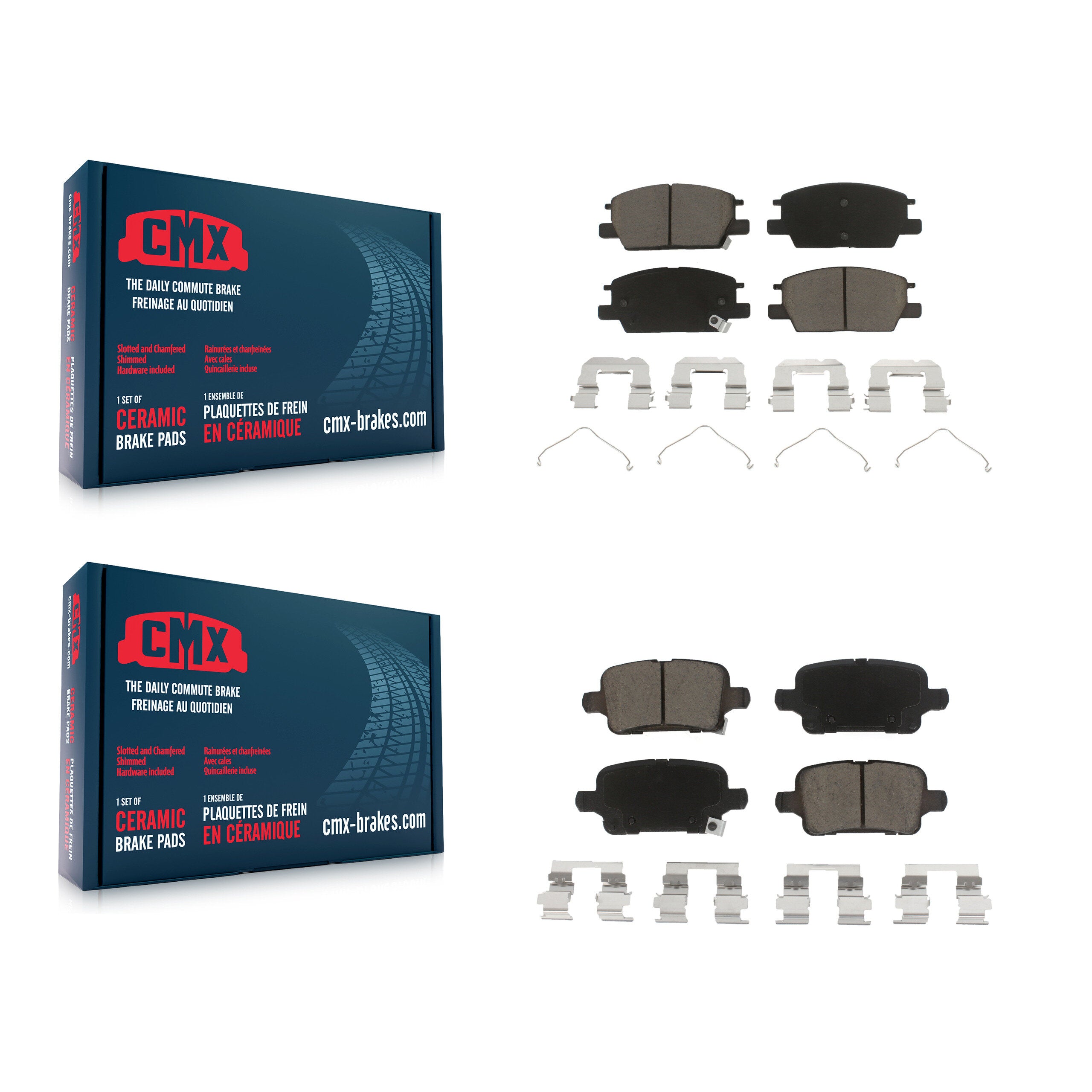CMX KCX-100238 Disc Brake Pad for 2016-2020 Buick Regal Sportback, Chevrolet Equinox, Buick Regal TourX & more - Front and Rear product image