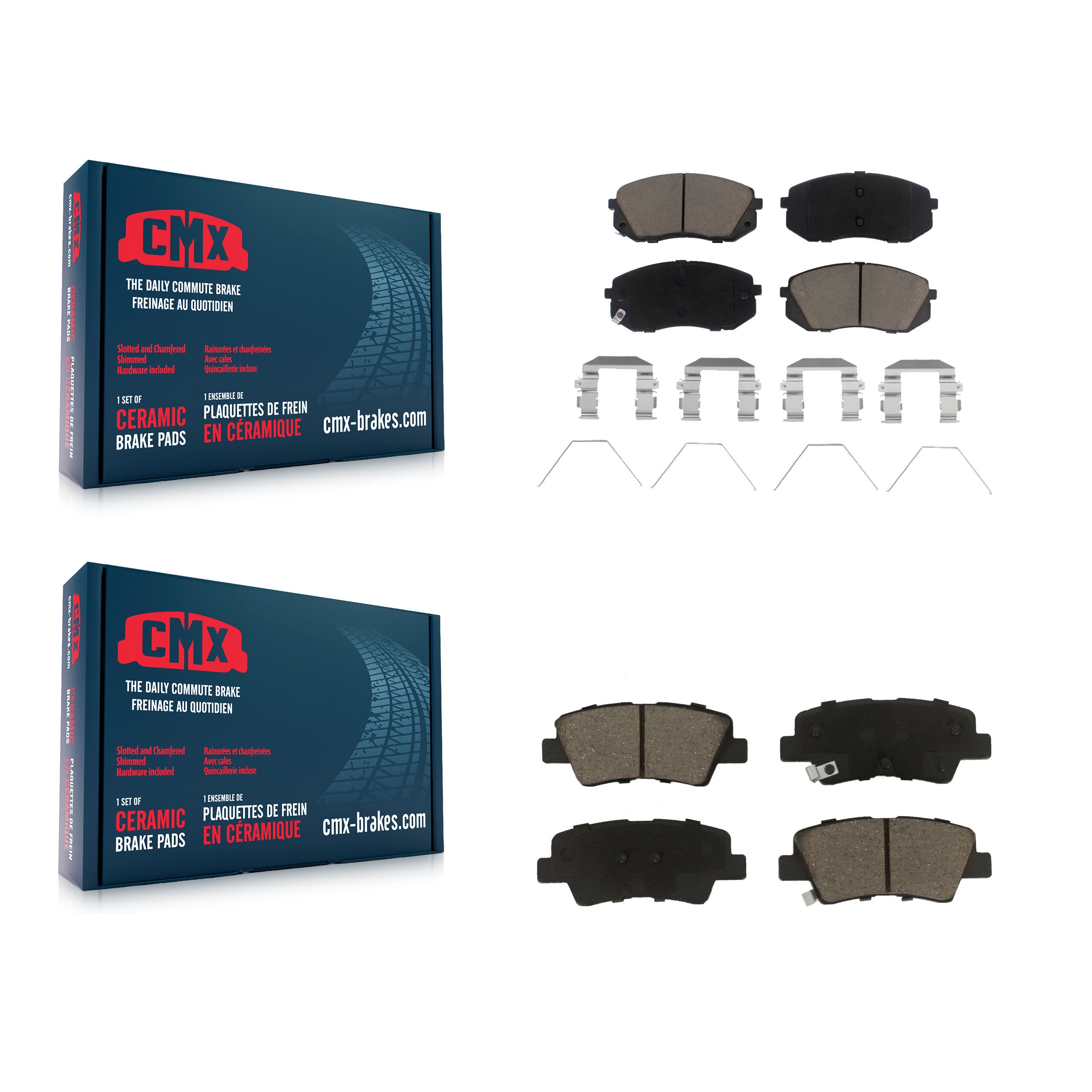CMX KCX-100244 Disc Brake Pad for 2016-2024 Kia Forte, Hyundai Kona, Kia Forte5 & more - Front and Rear product image