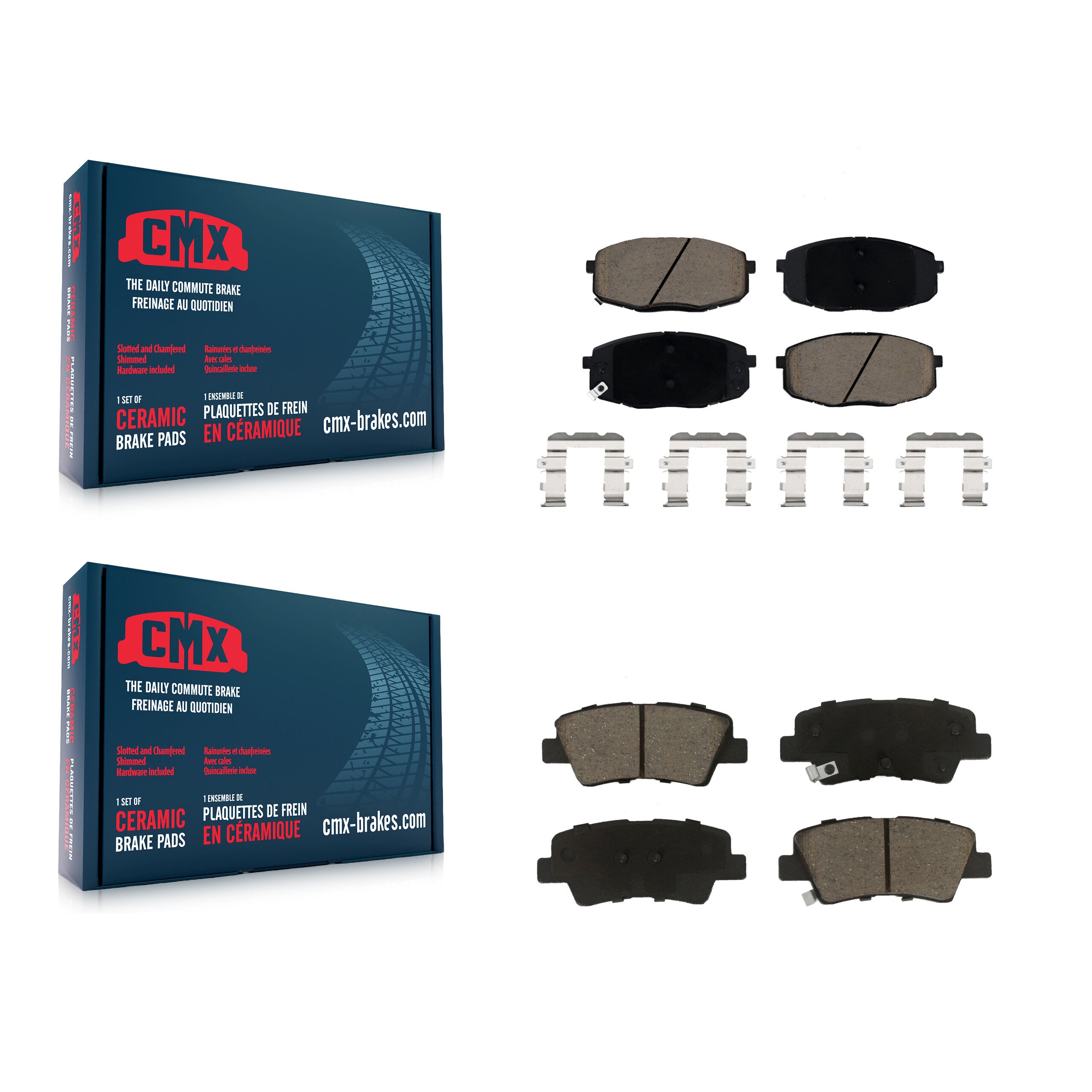 CMX KCX-100248 Disc Brake Pad for 2017-2024 Kia Forte, Hyundai Kona, Kia Forte5 & more - Front and Rear product image