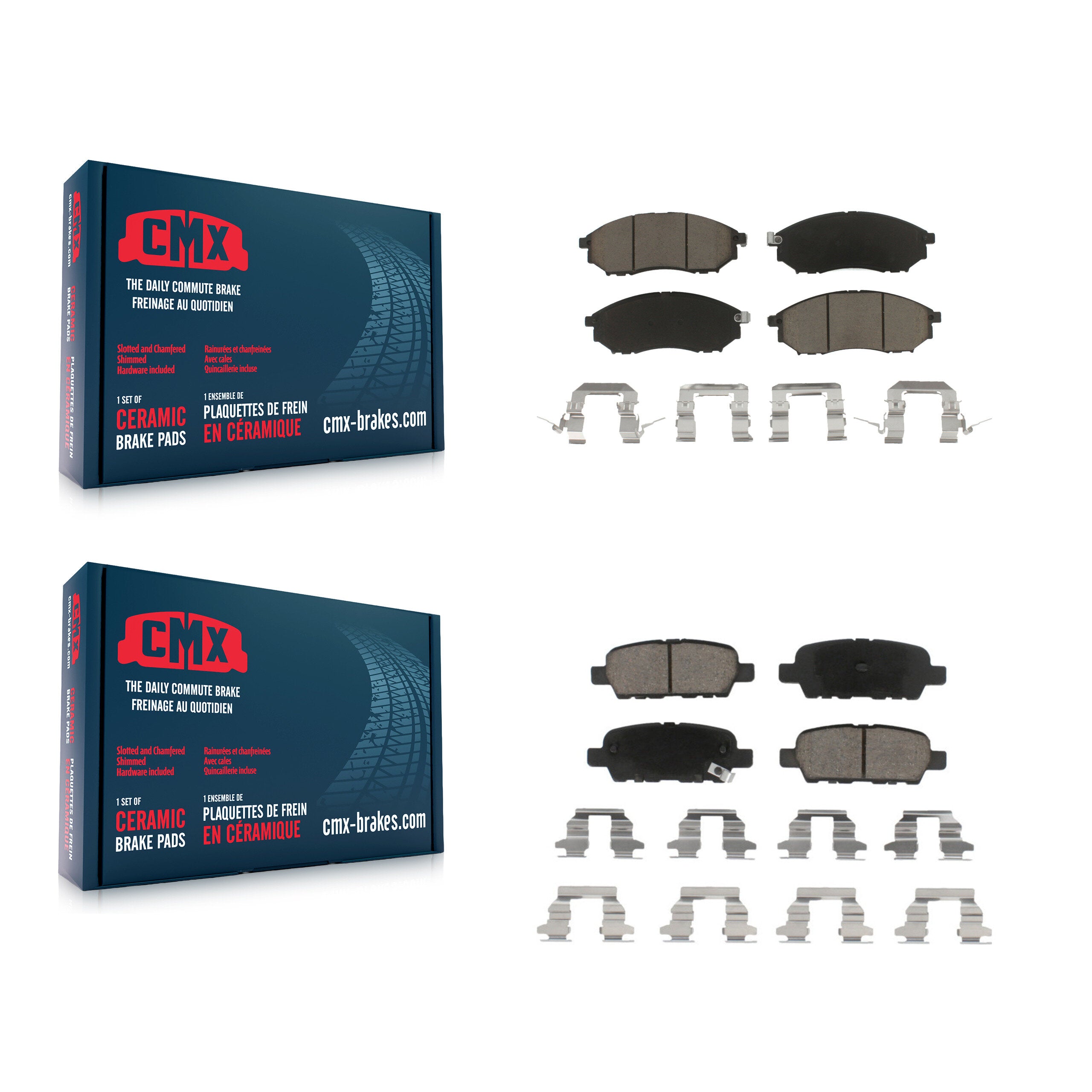 CMX KCX-100255 Disc Brake Pad for 2005-2017 INFINITI Q40, INFINITI QX70, INFINITI QX50 & more - Front and Rear product image