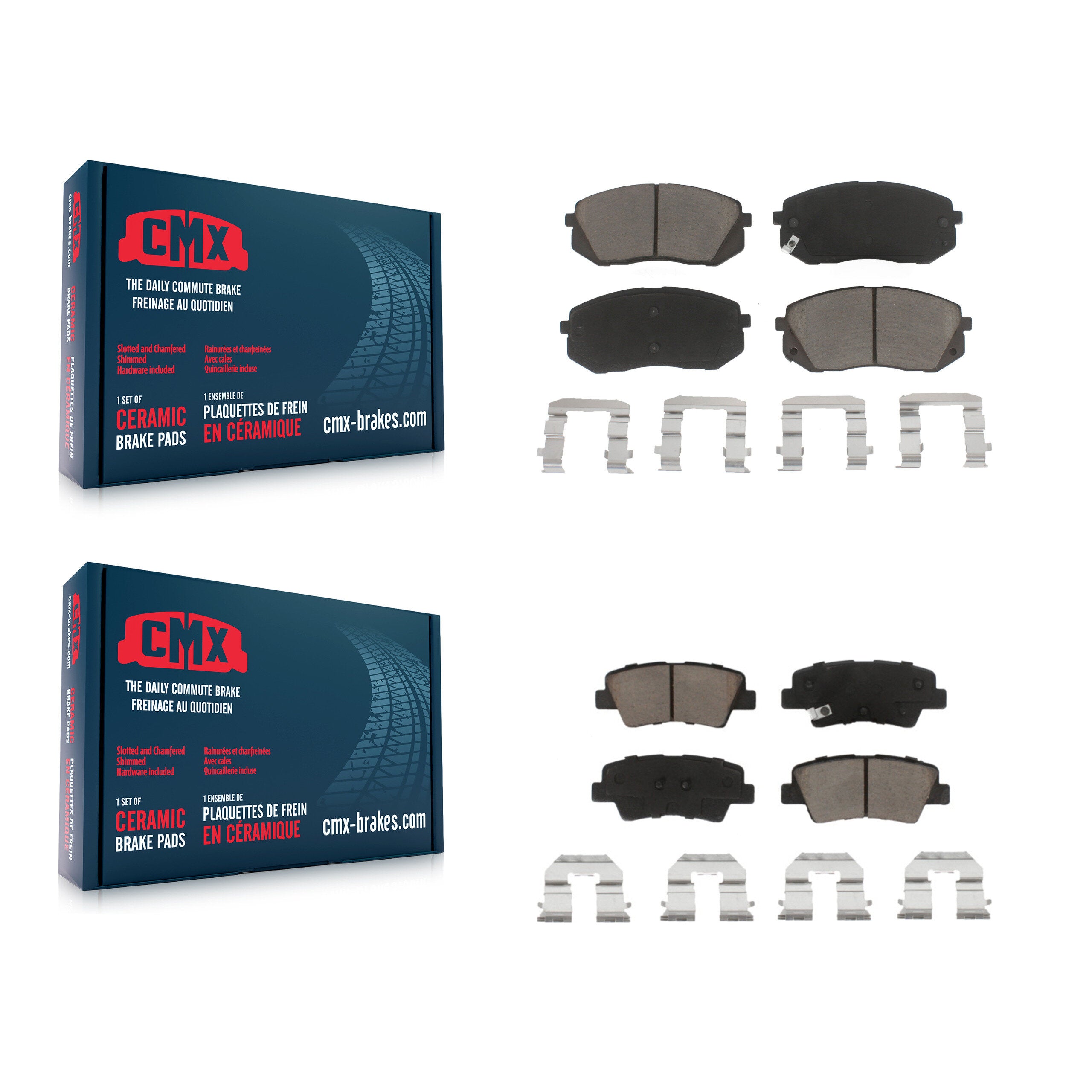 CMX KCX-100266 Disc Brake Pad for 2014-2016 Kia Soul EV, Hyundai Sonata, Kia Cadenza - Front and Rear product image