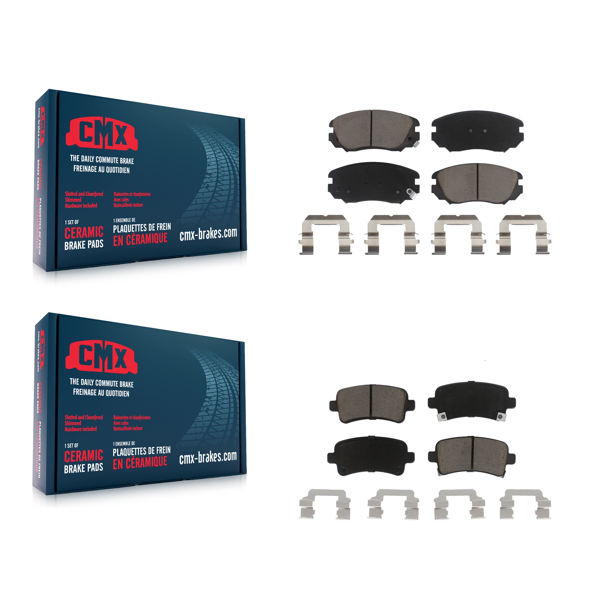 CMX KCX-100302 Disc Brake Pad for 2010-2020 Chevrolet Malibu Limited, Chevrolet Impala, Chevrolet Malibu & more - Front and Rear product image