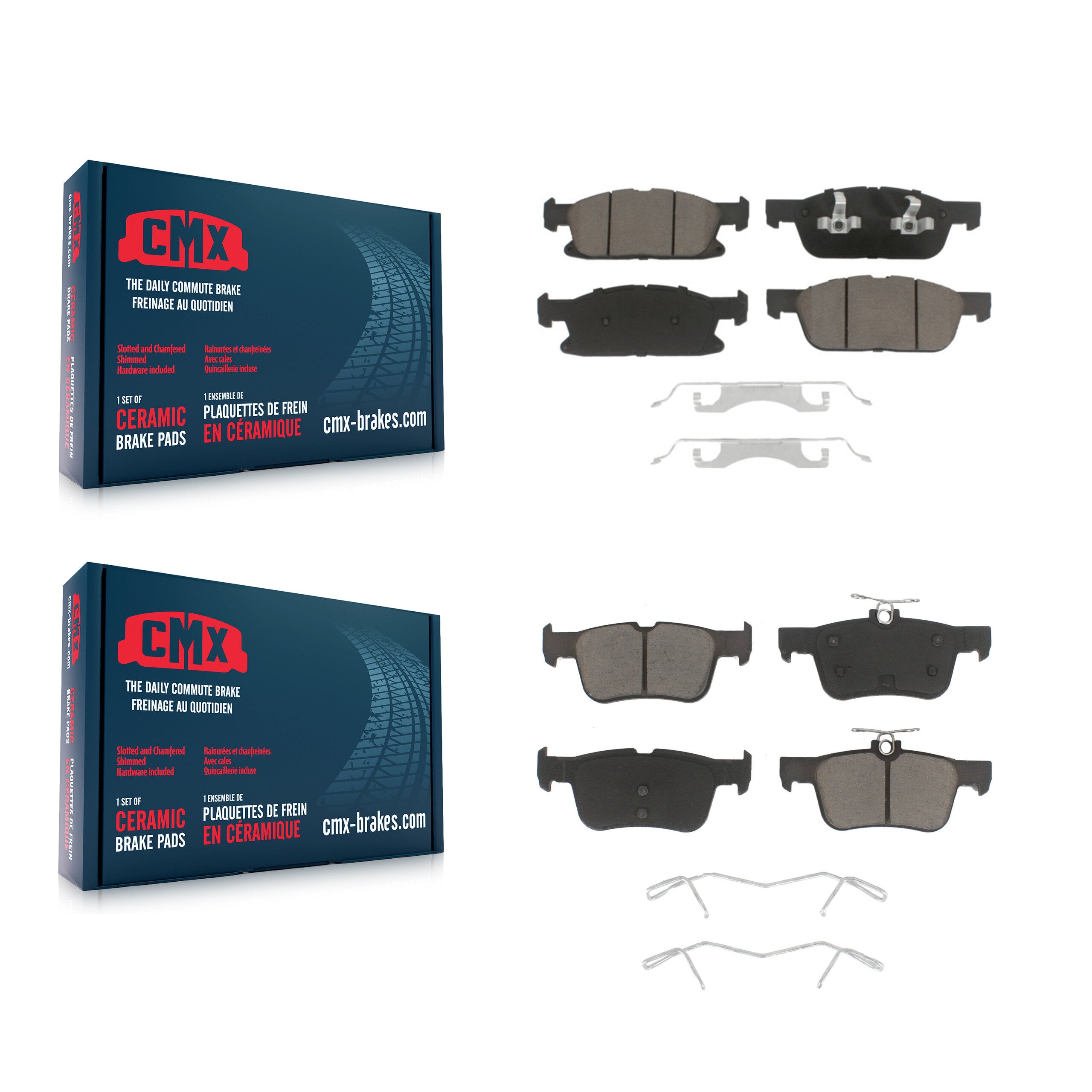 CMX KCX-100307 Disc Brake Pad for 2015-2023 Ford Edge, Lincoln Nautilus, Lincoln MKX - Front and Rear product image