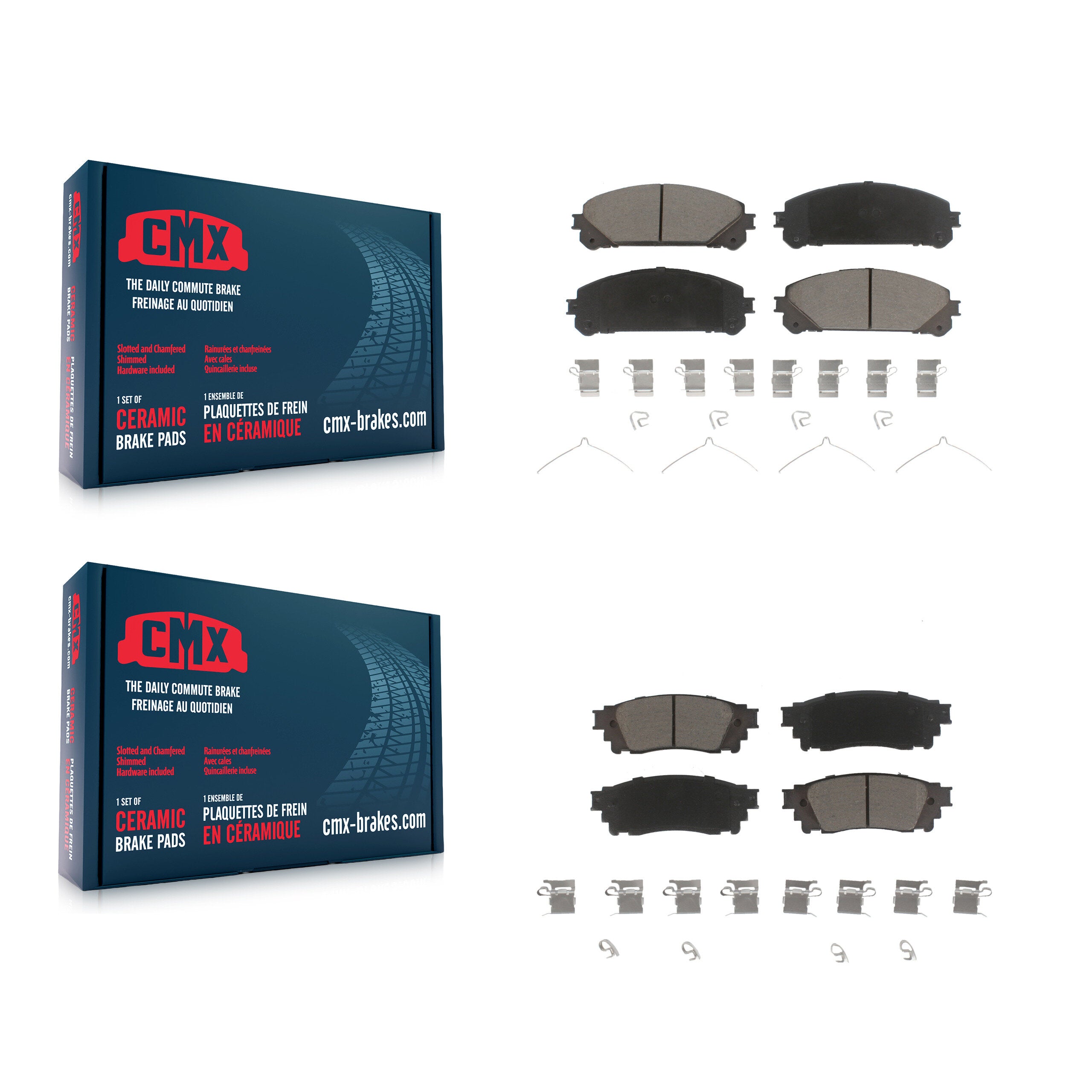 CMX KCX-100329 Disc Brake Pad for 2015-2023 Toyota Camry, Toyota Avalon, Lexus NX300 & more - Front and Rear product image