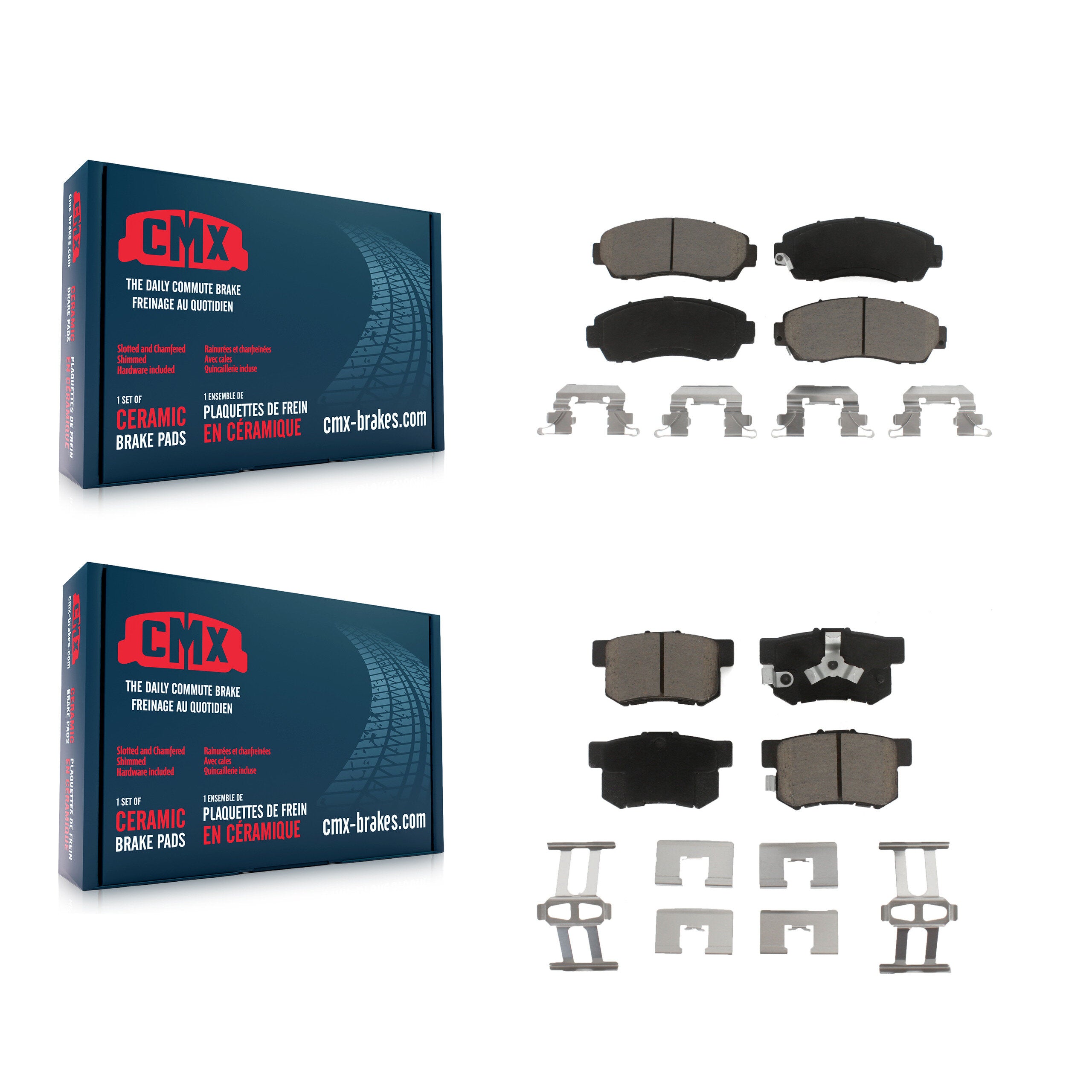 CMX KCX-100344 Disc Brake Pad for 2007-2012 Honda Crosstour, Honda Accord Crosstour, Acura RDX & more - Front and Rear product image