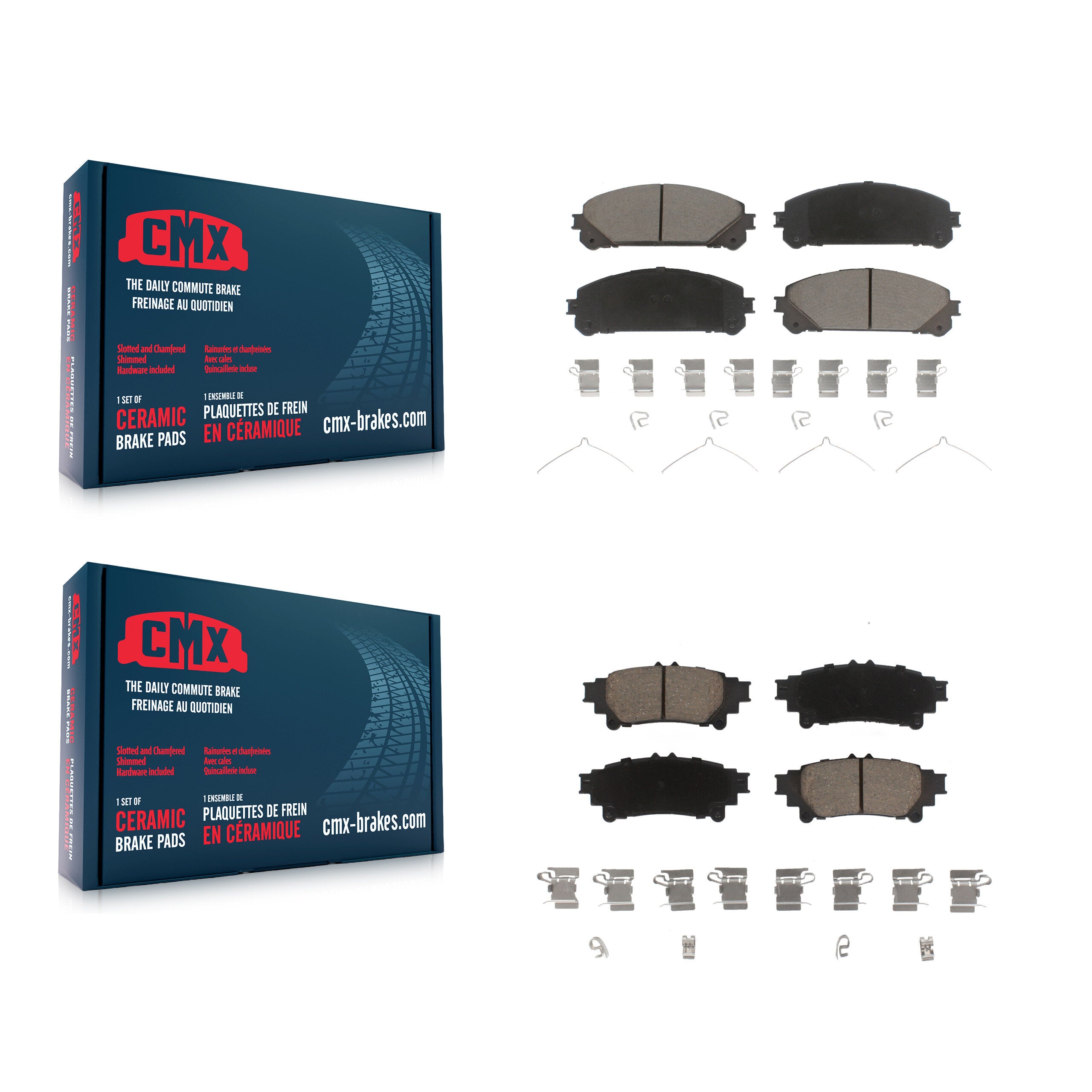 CMX KCX-100385 Disc Brake Pad for 2010-2020 Toyota Highlander, Toyota Sienna, Lexus RX350 & more - Front and Rear product image