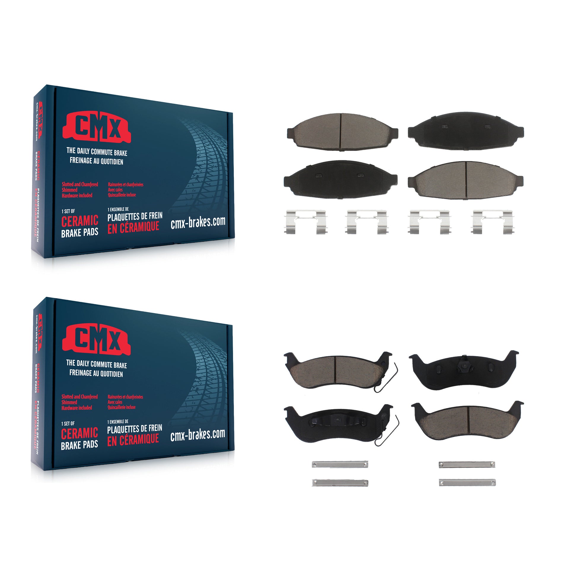 CMX KCX-100405 Disc Brake Pad for 2003-2011 Ford Crown Victoria, Lincoln Town Car, Mercury Grand Marquis & more - Front and Rear product image