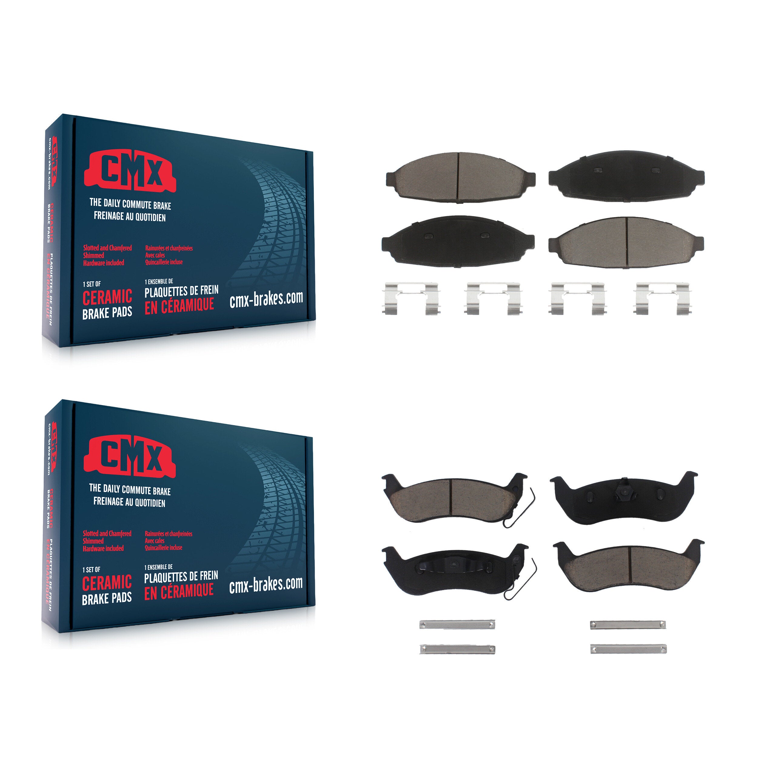 CMX KCX-100405 Disc Brake Pad for 2003-2011 Ford Crown Victoria, Lincoln Town Car, Mercury Grand Marquis & more - Front and Rear product image