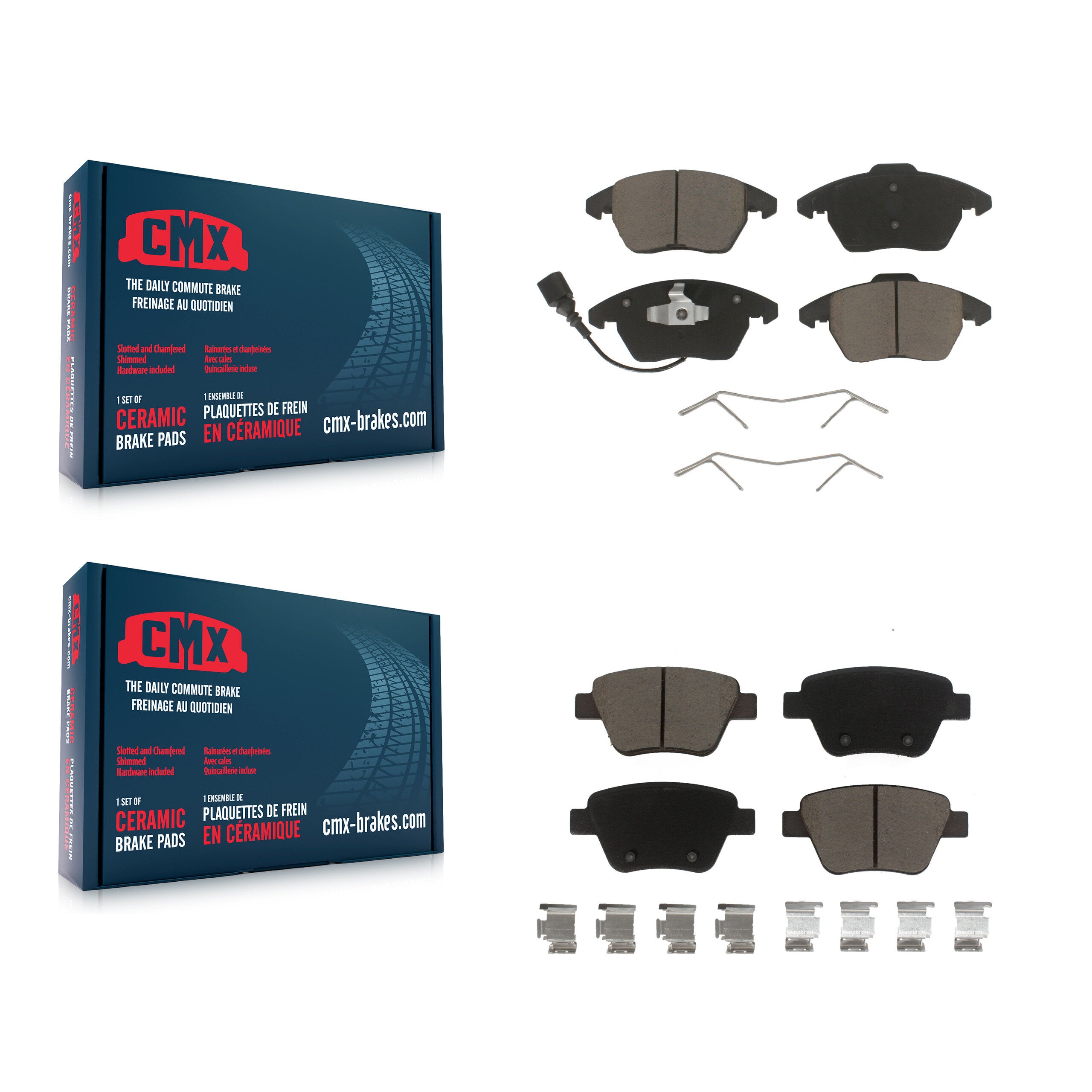 CMX KCX-100412 Disc Brake Pad for 2009-2019 Volkswagen Jetta, Volkswagen Golf, Volkswagen Beetle & more - Front and Rear product image