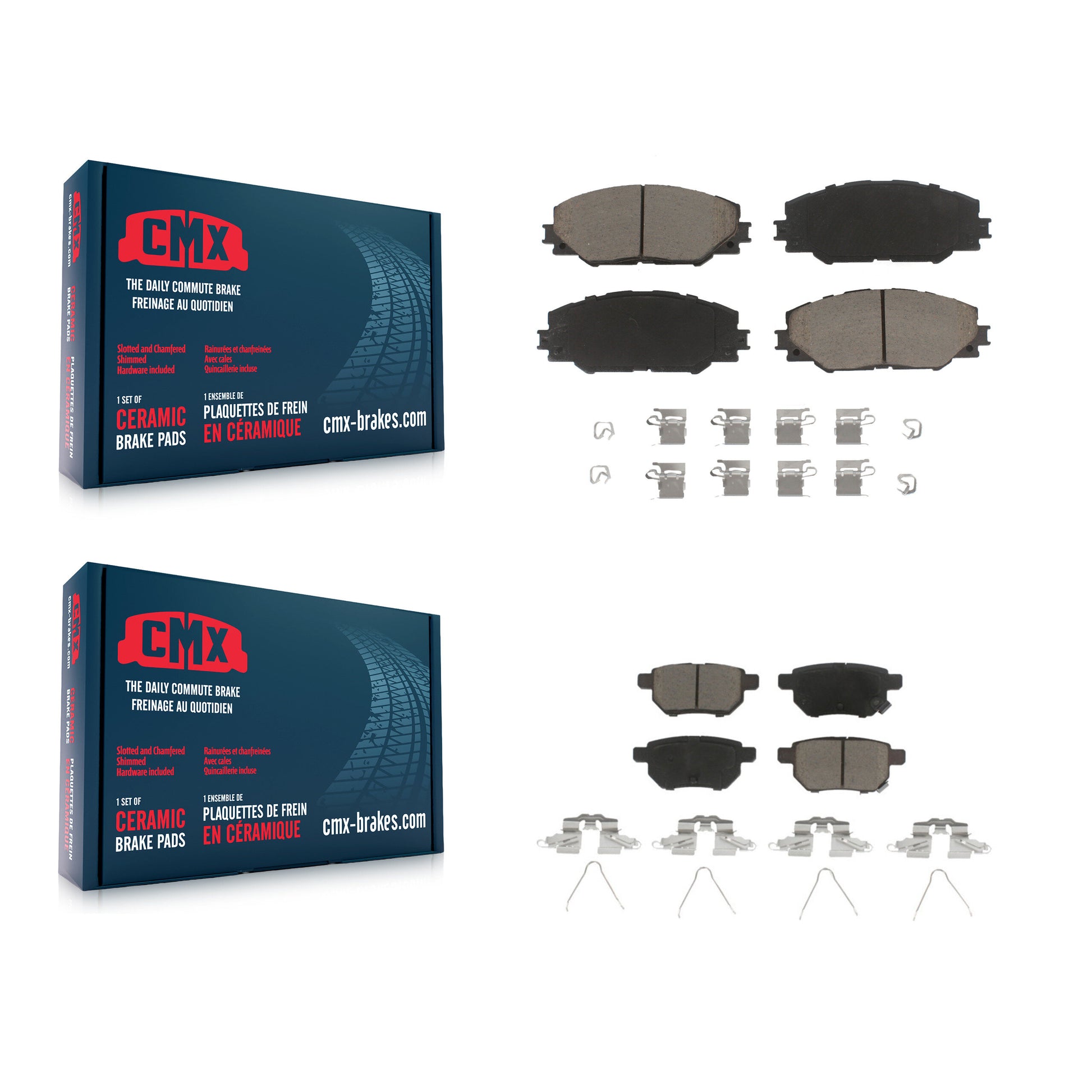 CMX KCX-100431 Disc Brake Pad for 2009-2018 Toyota Corolla iM, Scion iM, Scion tC & more - Front and Rear product image