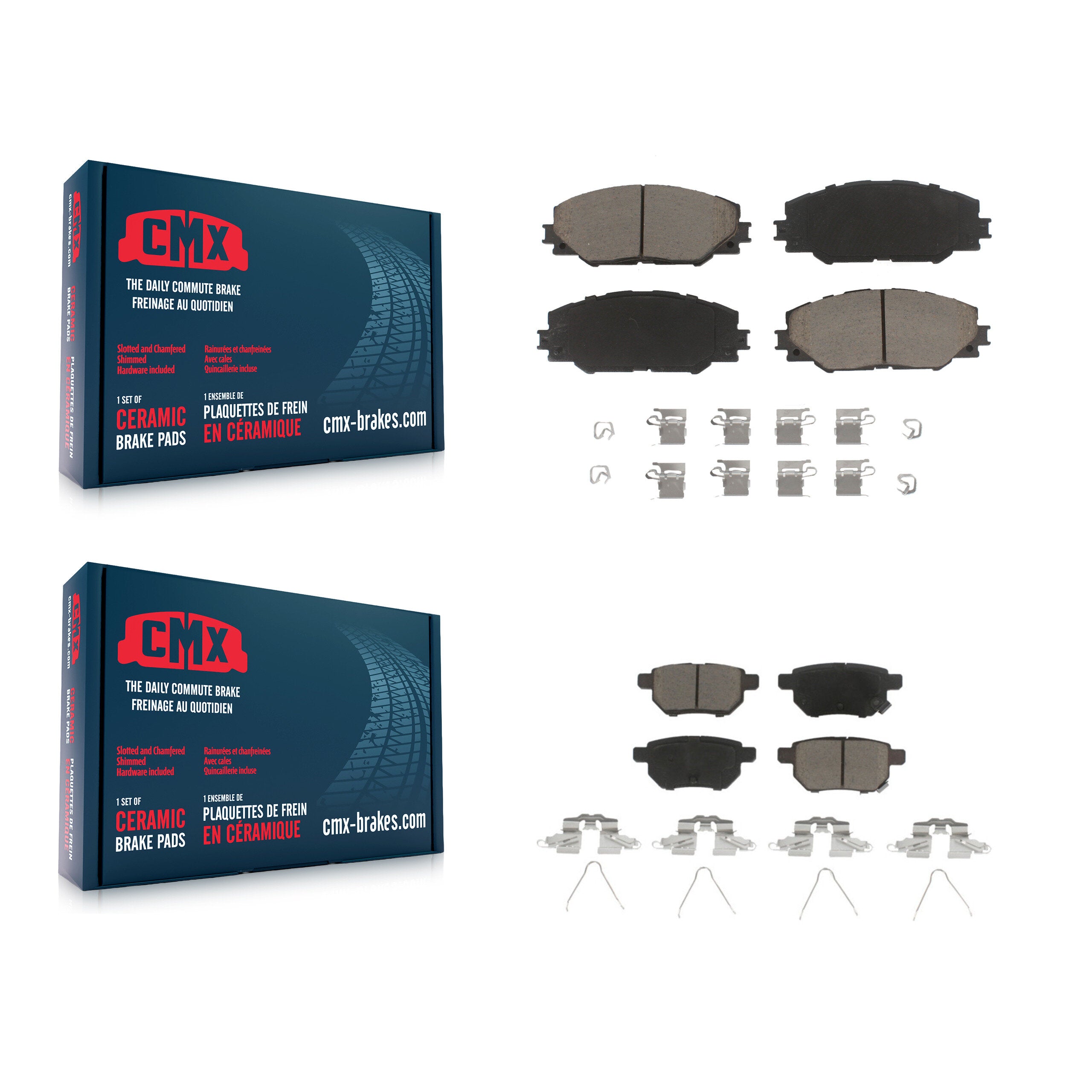 CMX KCX-100431 Disc Brake Pad for 2009-2018 Toyota Corolla iM, Scion iM, Scion tC & more - Front and Rear product image