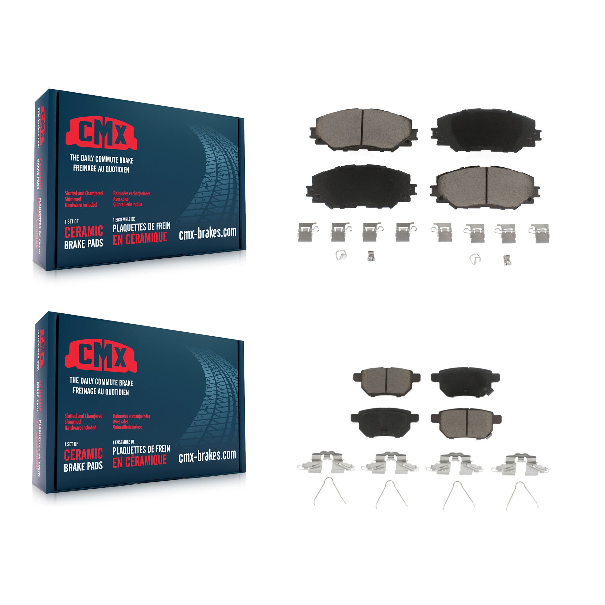 CMX KCX-100432 Disc Brake Pad for 2008-2019 Toyota Corolla, Toyota Matrix, Pontiac Vibe & more - Front and Rear product image