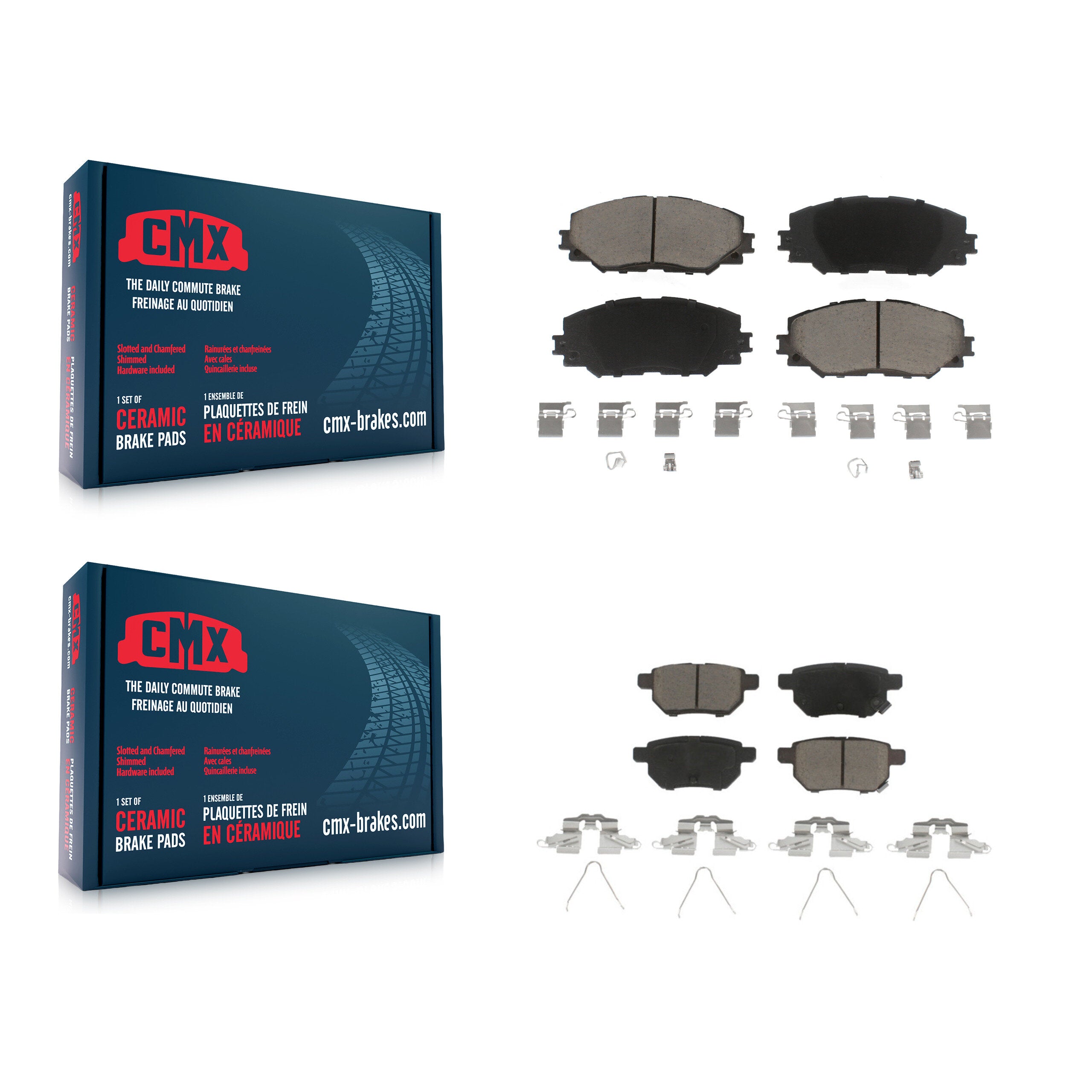 CMX KCX-100432 Disc Brake Pad for 2008-2019 Toyota Corolla, Toyota Matrix, Pontiac Vibe & more - Front and Rear product image