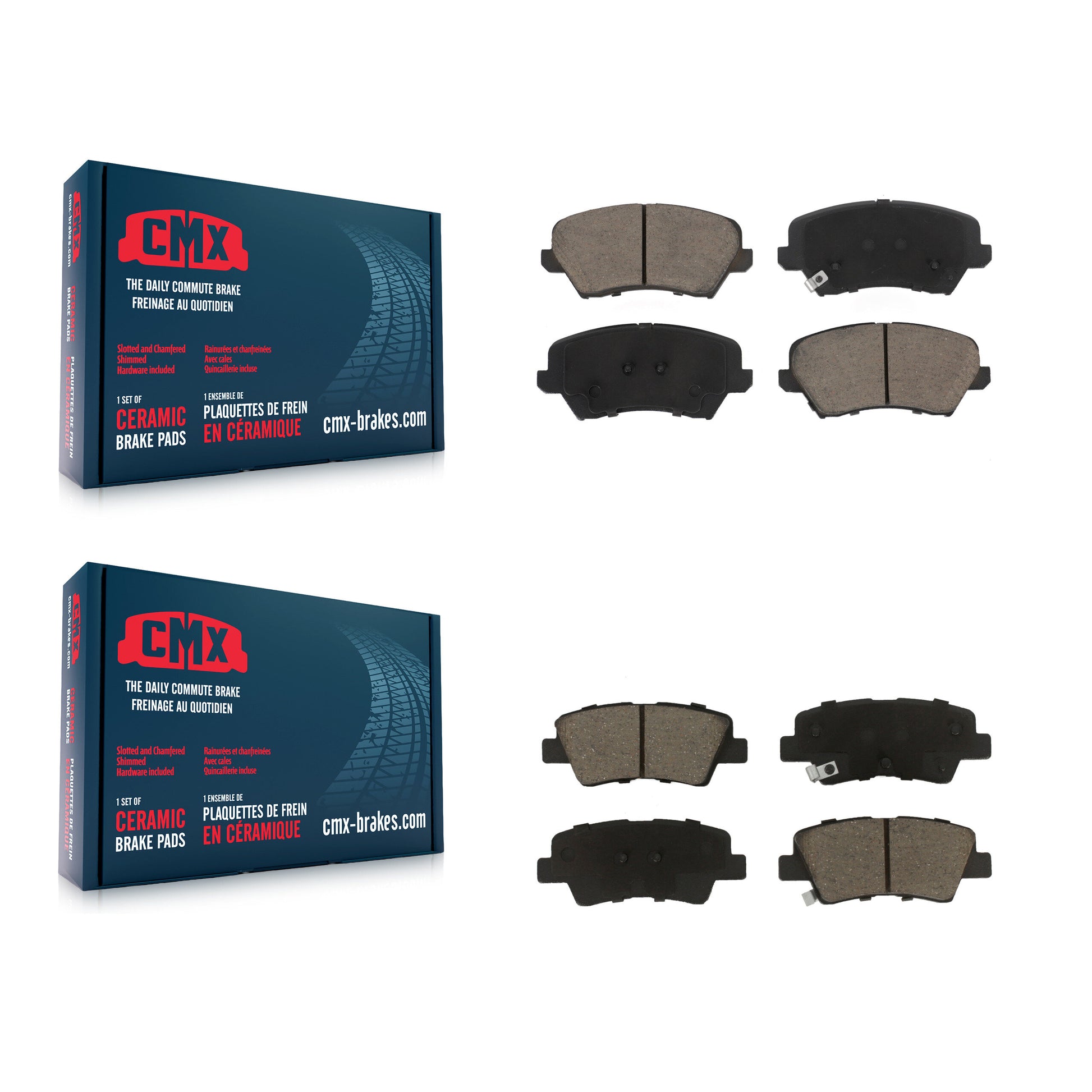 CMX KCX-100443 Disc Brake Pad for 2016-2021 Hyundai Veloster, Hyundai Elantra GT, Kia Forte & more - Front and Rear product image