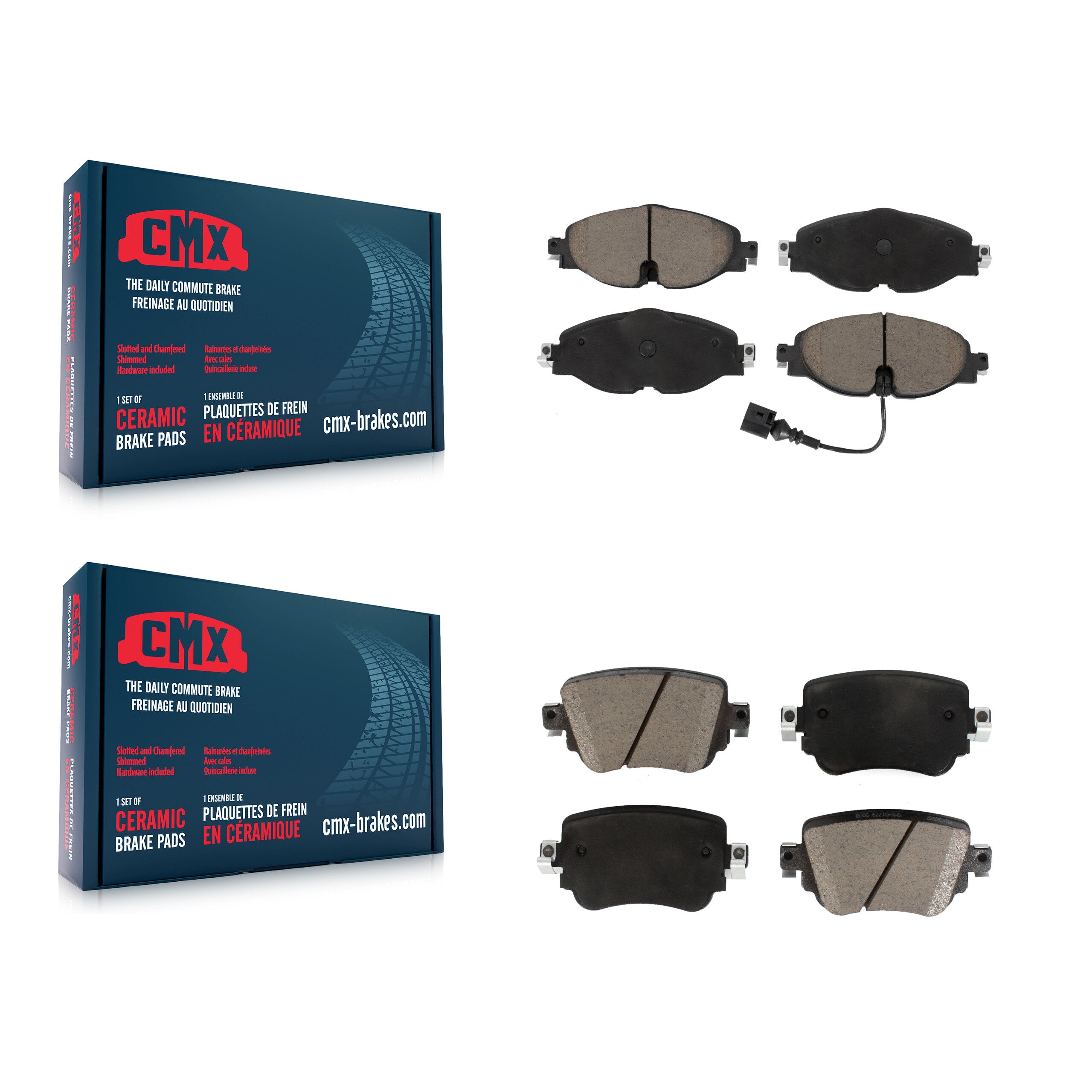 CMX KCX-100450 Disc Brake Pad for 2015-2022 Volkswagen Golf, Volkswagen Passat, Volkswagen Golf Alltrack & more - Front and Rear product image