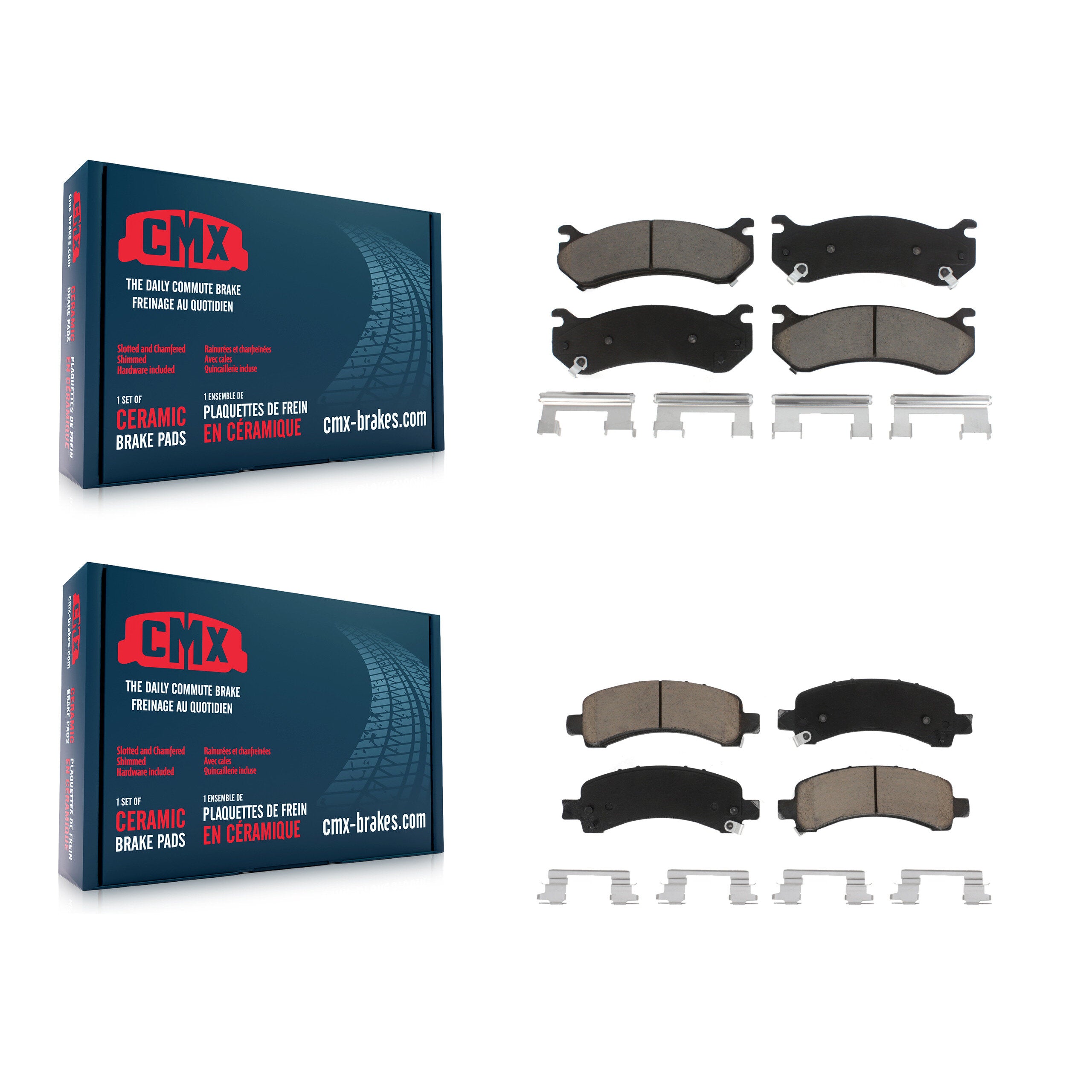 CMX KCX-100513 Disc Brake Pad for 2002-2008 Cadillac Escalade, Chevrolet Avalanche 1500, Chevrolet Express 1500 & more - Front and Rear product image