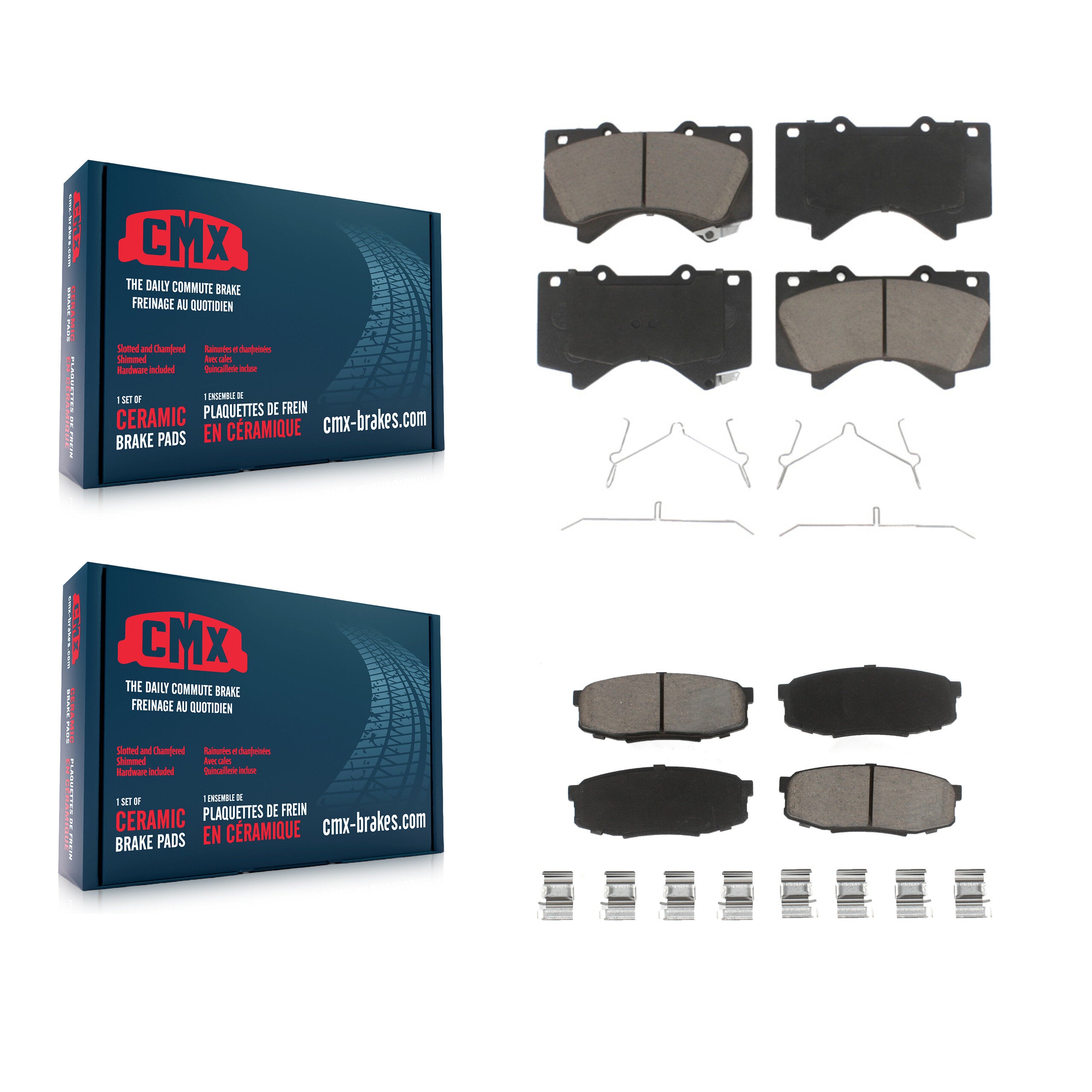 CMX KCX-100526 Disc Brake Pad for 2007-2022 Lexus LX570, Toyota Land Cruiser, Toyota Sequoia & more - Front and Rear product image