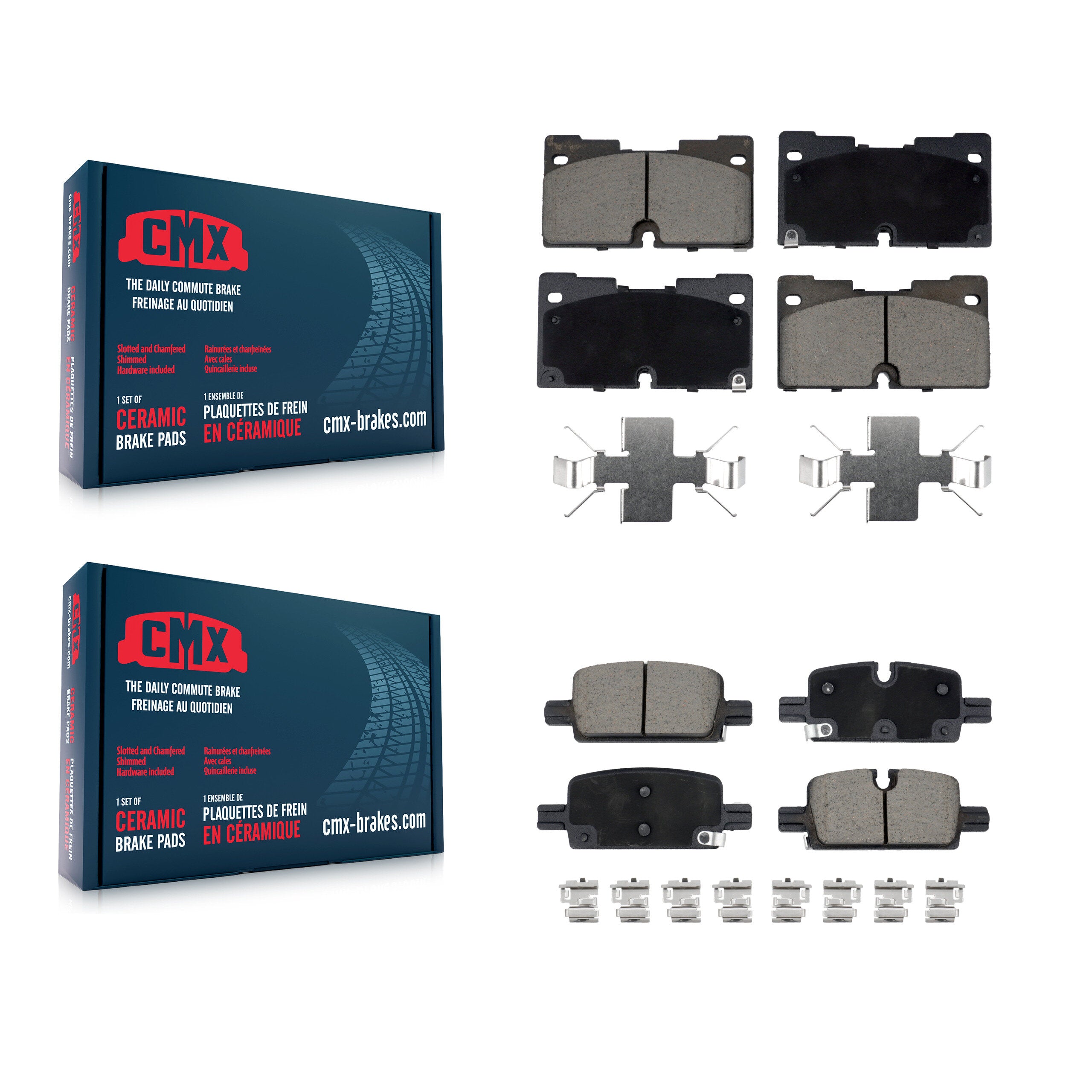 CMX KCX-100534 Disc Brake Pad for 2019-2024 Chevrolet Silverado 1500 LTD, GMC Sierra 1500 Limited, Cadillac Escalade & more - Front and Rear product image