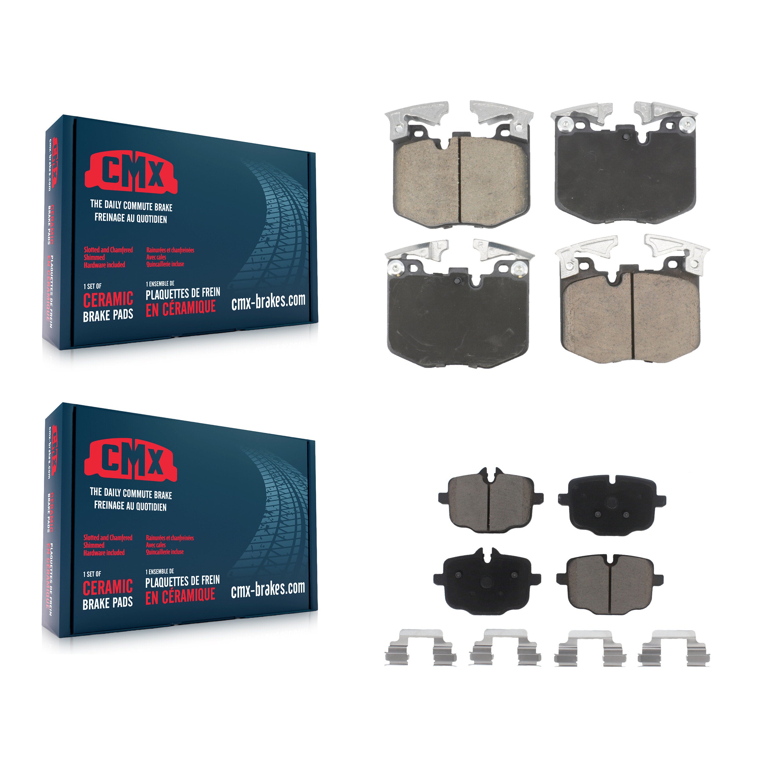 CMX KCX-100595 Disc Brake Pad for 2016-2023 BMW 840i xDrive, BMW 840i xDrive Gran Coupe, BMW iX & more - Front and Rear product image