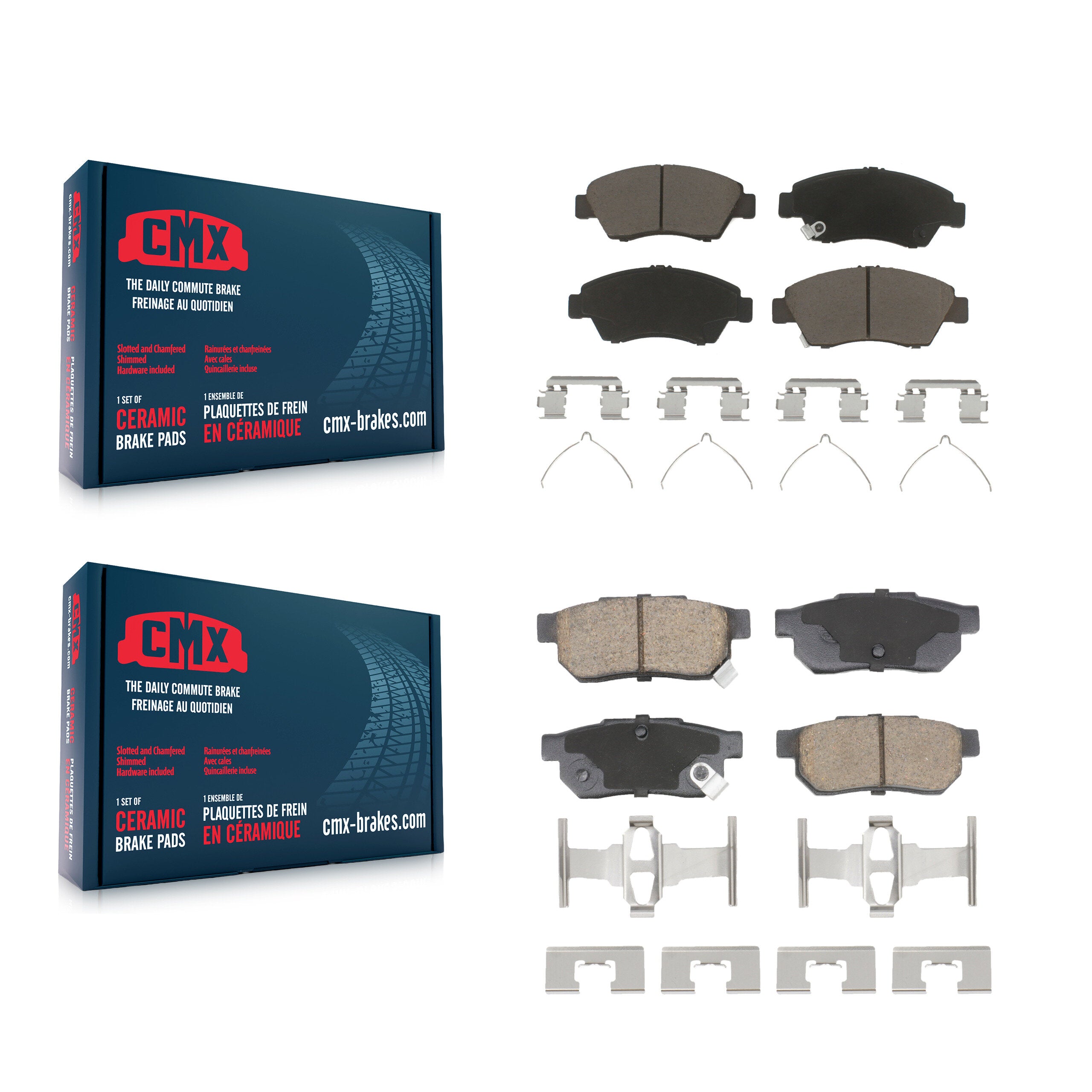 CMX KCX-100607 Disc Brake Pad for 1993-2014 Honda Fit, Honda Civic del Sol, Honda Civic - Front and Rear product image