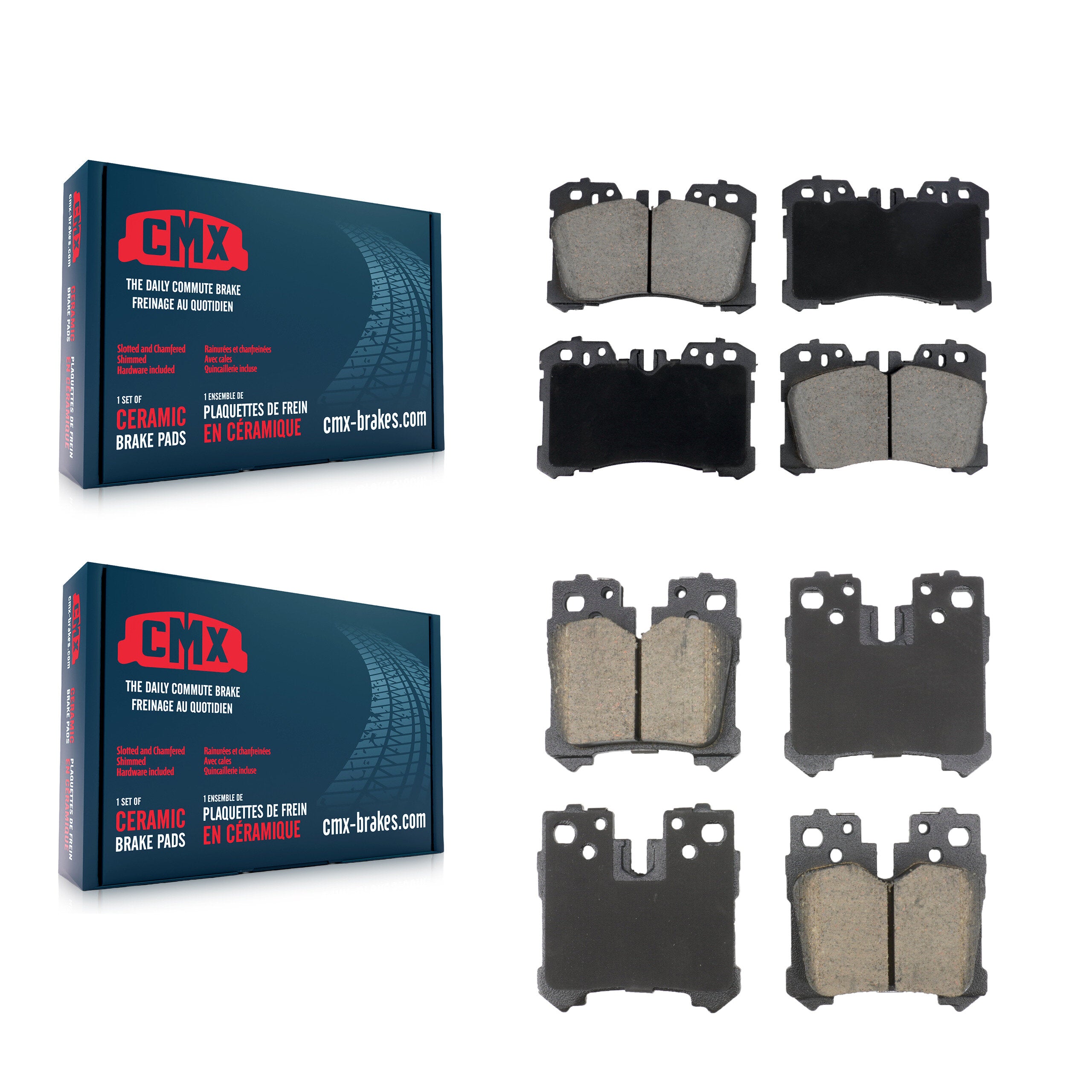 CMX KCX-100663 Disc Brake Pad for 2007-2025 Lexus LS500, Toyota Mirai, Lexus LS500h & more - Front and Rear product image