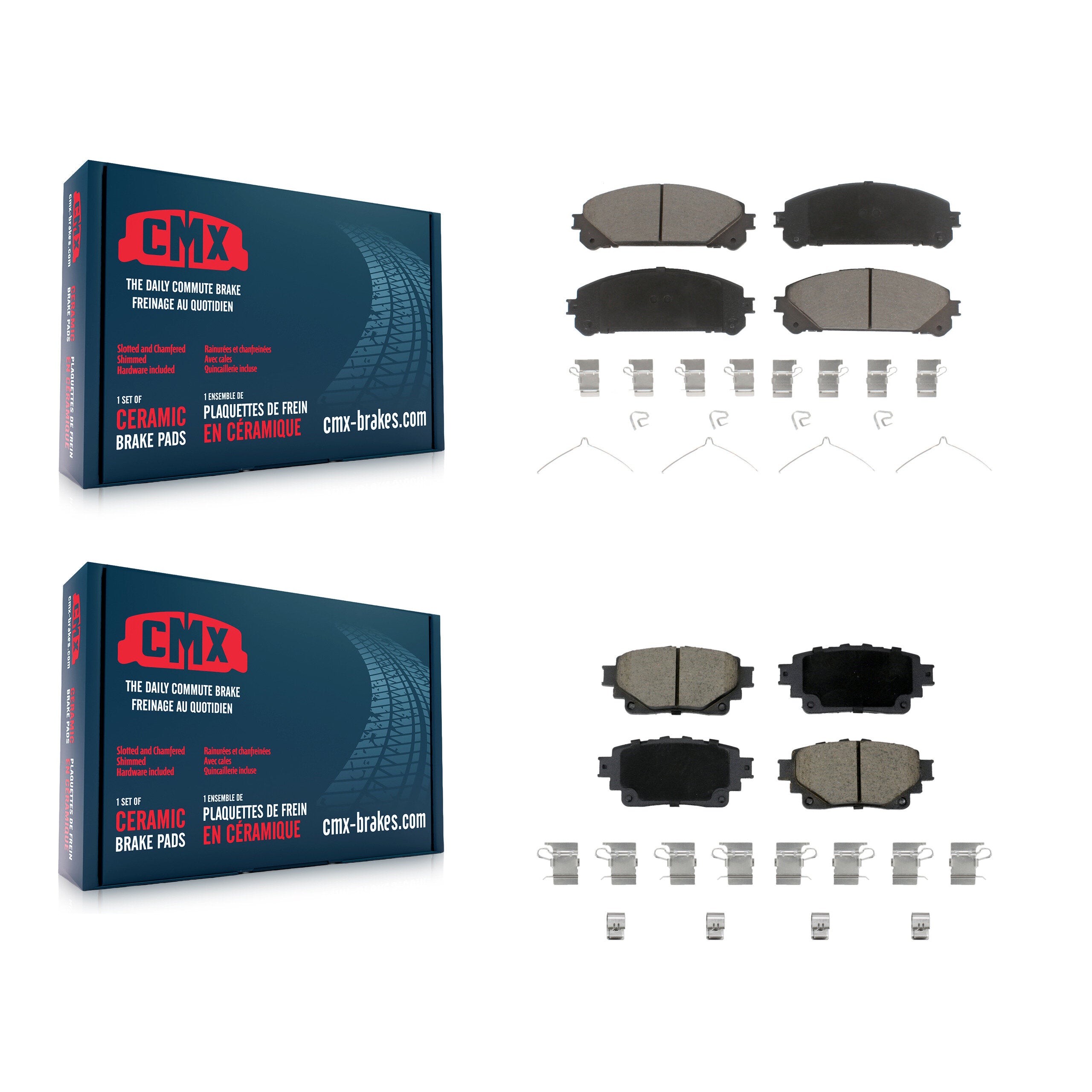 CMX KCX-100703 Disc Brake Pad for 2020-2024 Lexus RZ450e, Subaru Solterra, Toyota bZ4X & more - Front and Rear product image