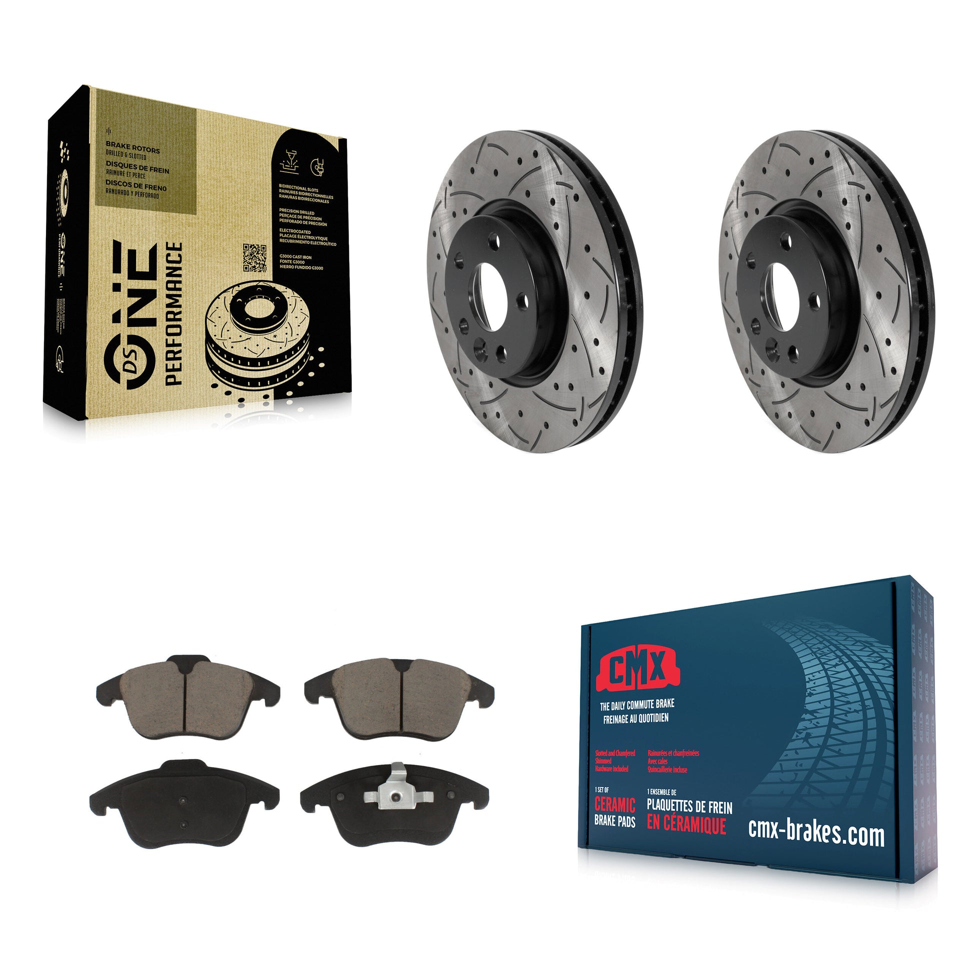 Transit Auto KDC-100077 Disc Brake Kit for 2007-2020 Volvo S60, Volvo V60, Land Rover Range Rover Evoque & more - Front product image