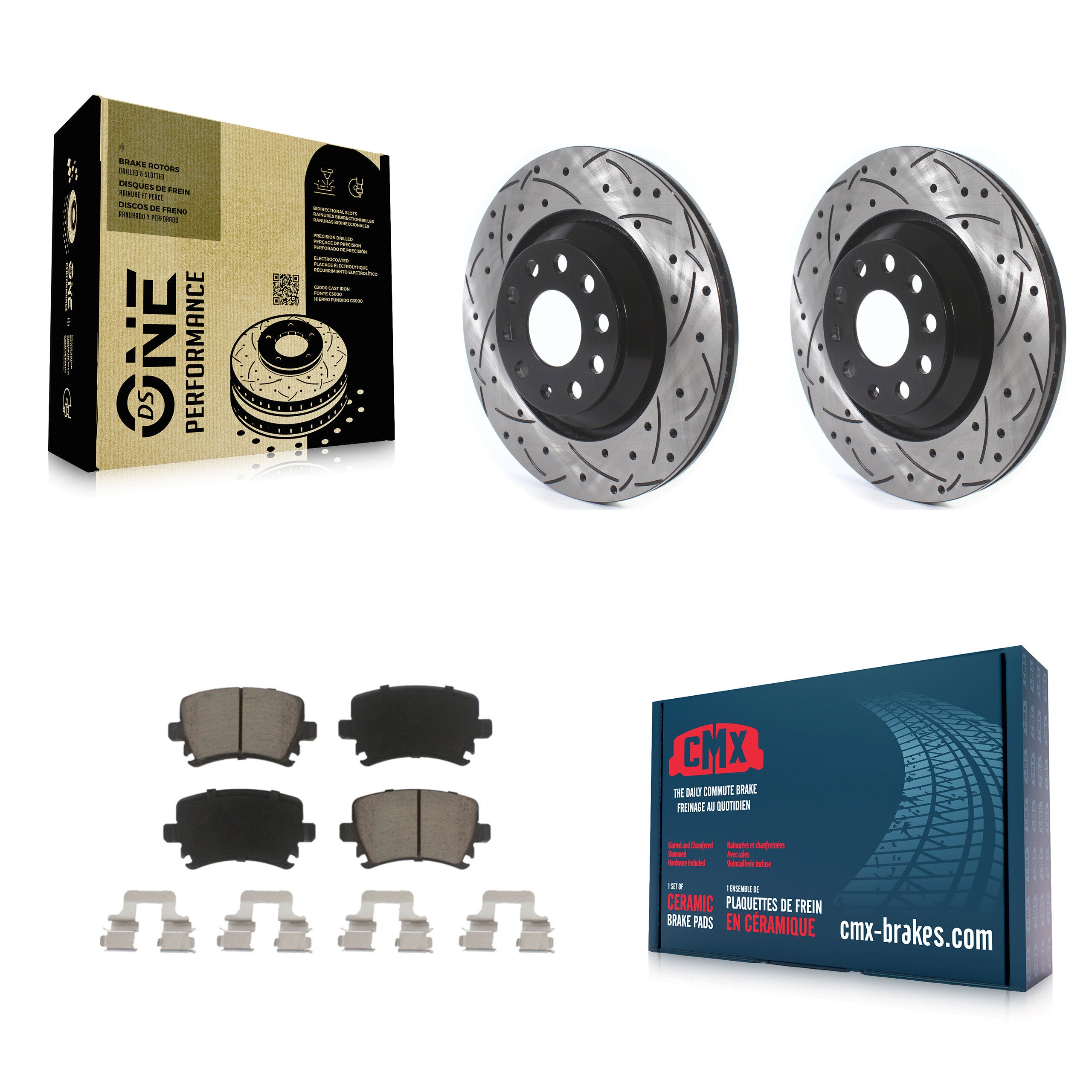 Transit Auto KDC-100708 Disc Brake Kit for 2006-2021 Volkswagen GTI, Volkswagen CC, Volkswagen Golf R & more - Rear product image