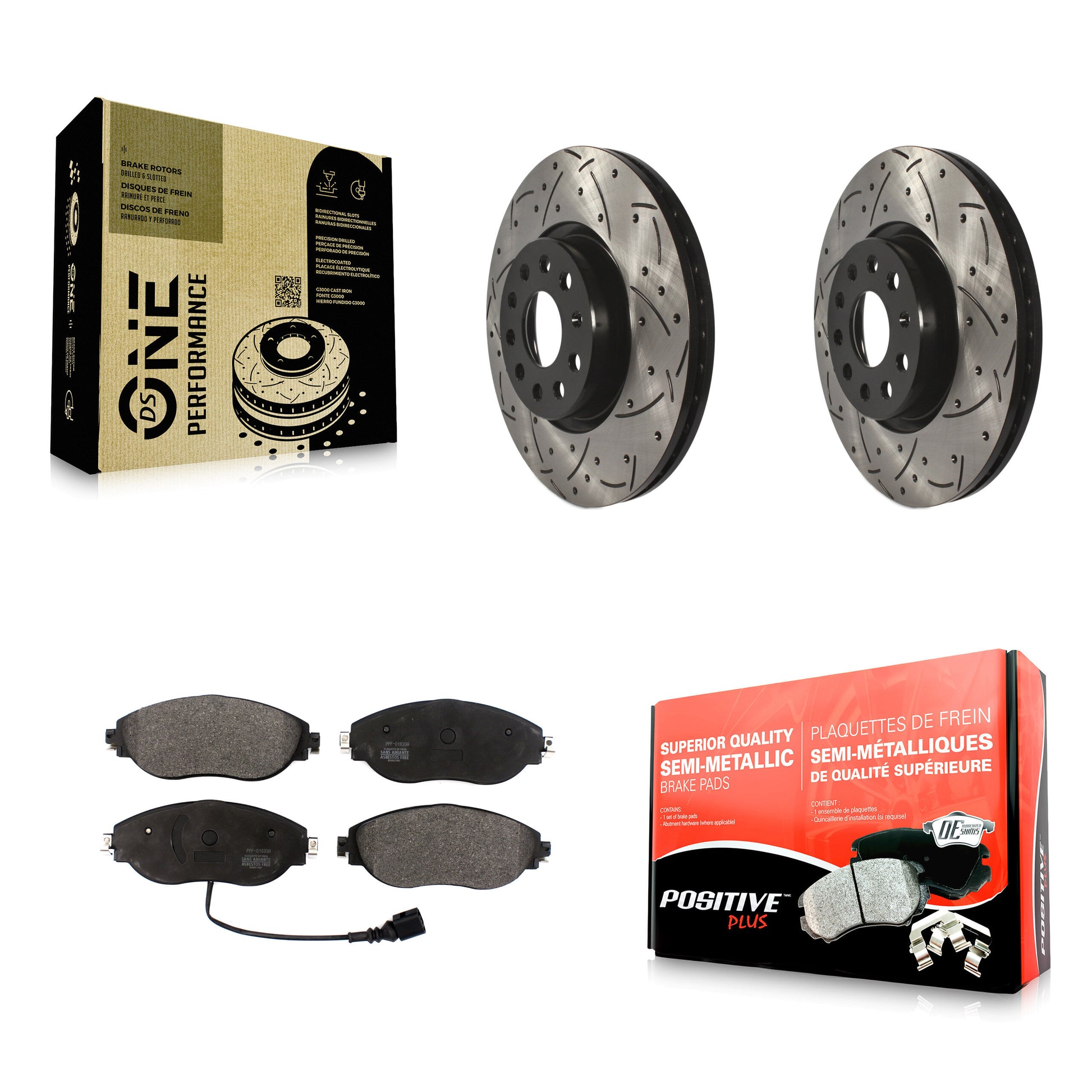 Transit Auto KDF-100596 Disc Brake Kit for 2015-2020 Audi A3 Quattro, Volkswagen Arteon, Volkswagen GTI - Front