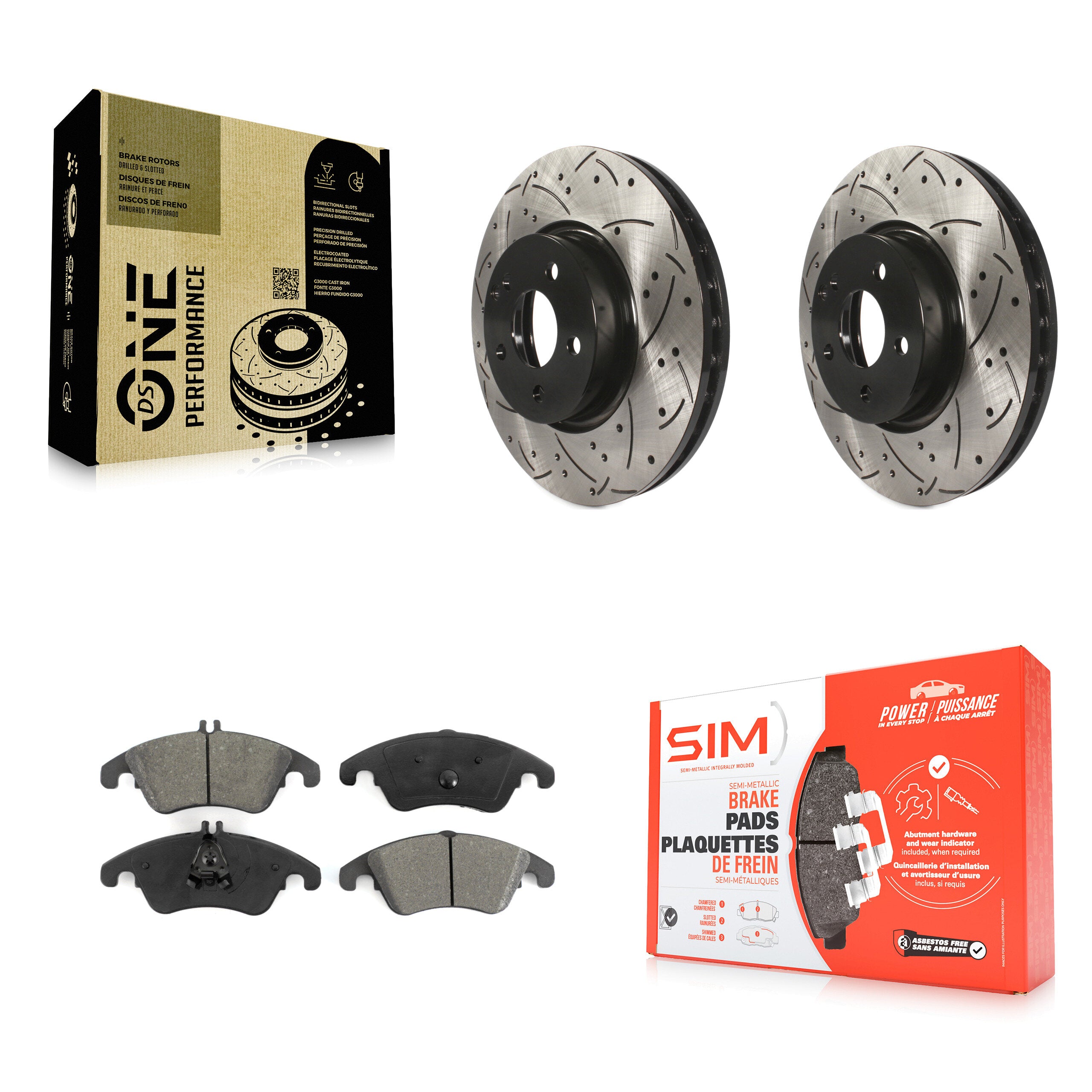 Transit Auto KDS-100127 Disc Brake Kit for 2008-2019 Mercedes-Benz SLC300, Mercedes-Benz E400 and More - Front