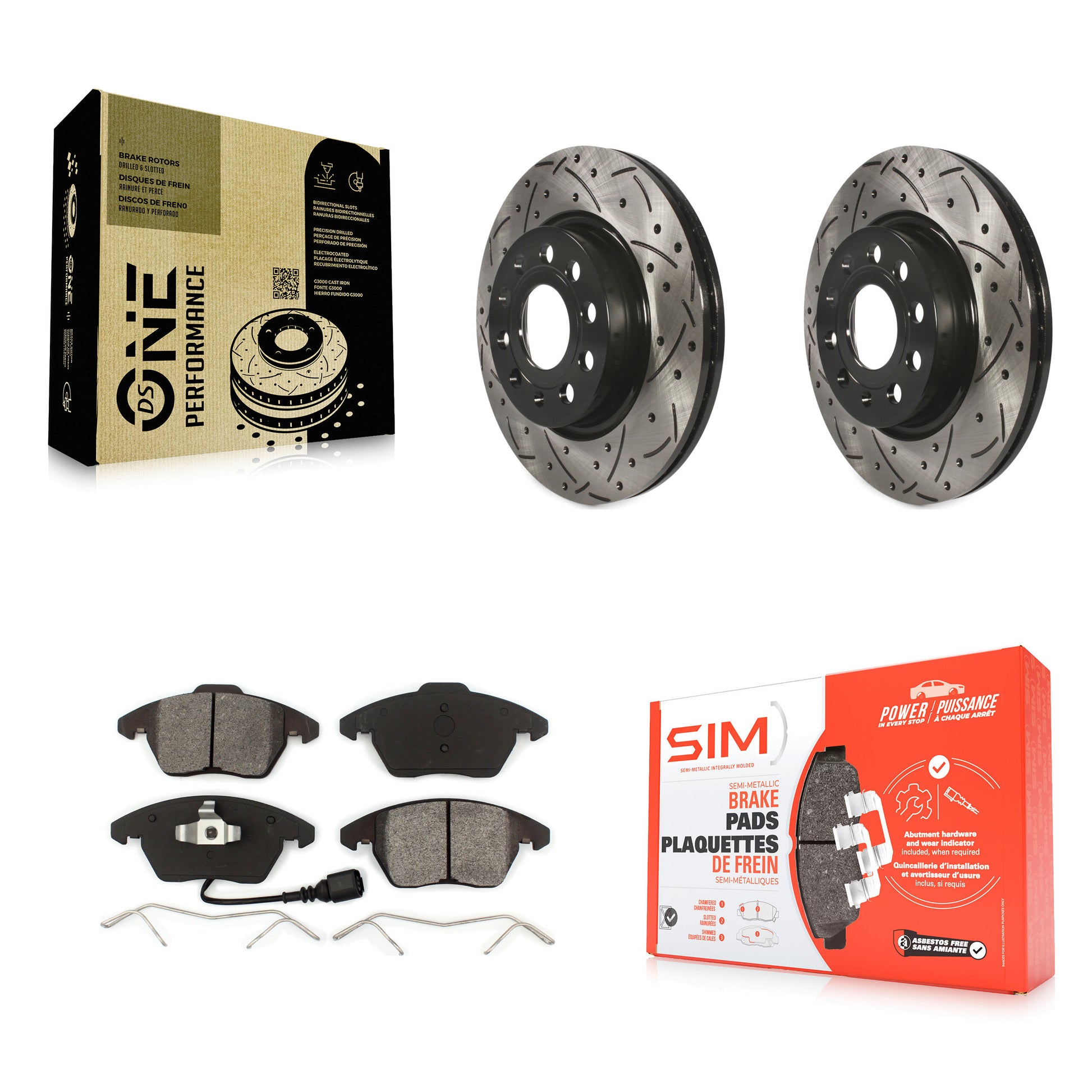 Transit Auto KDS-100133 Disc Brake Kit for 2011-2013 Volkswagen GTI, Audi A3 Quattro - Front