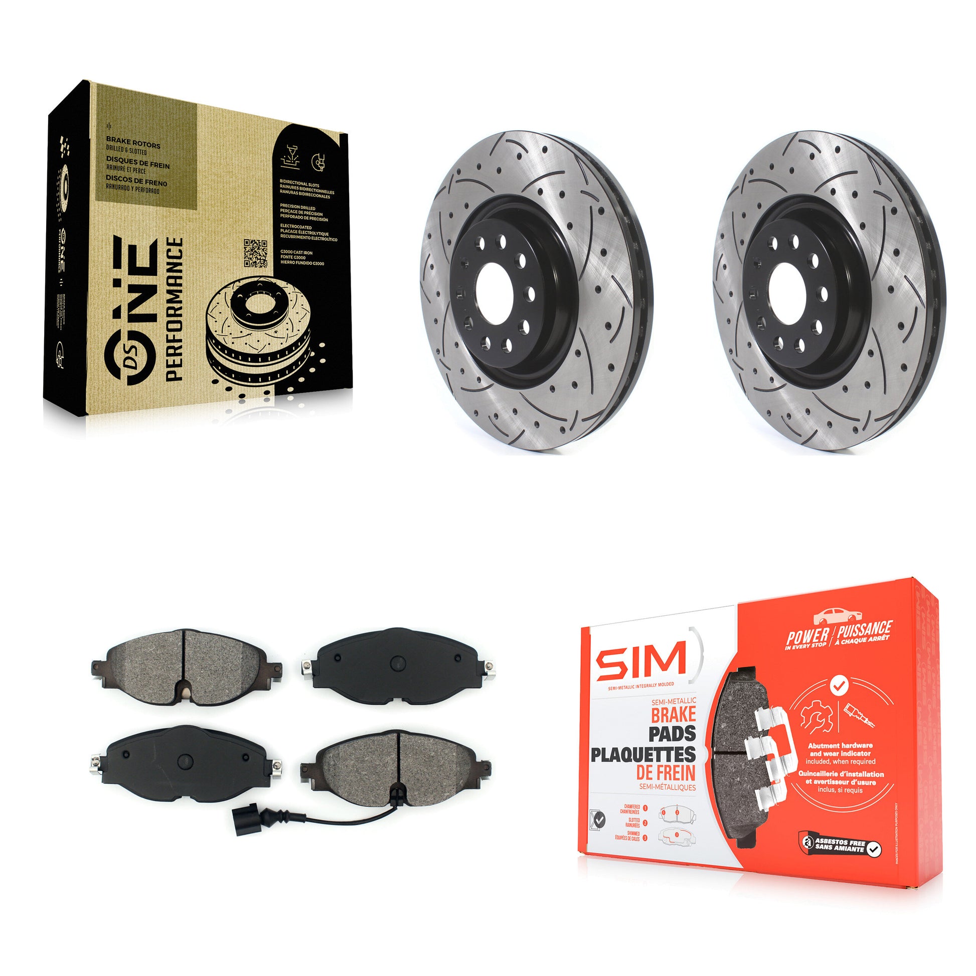 Transit Auto KDS-100565 Disc Brake Kit for 2015-2019 Audi A3, Volkswagen Golf - Front