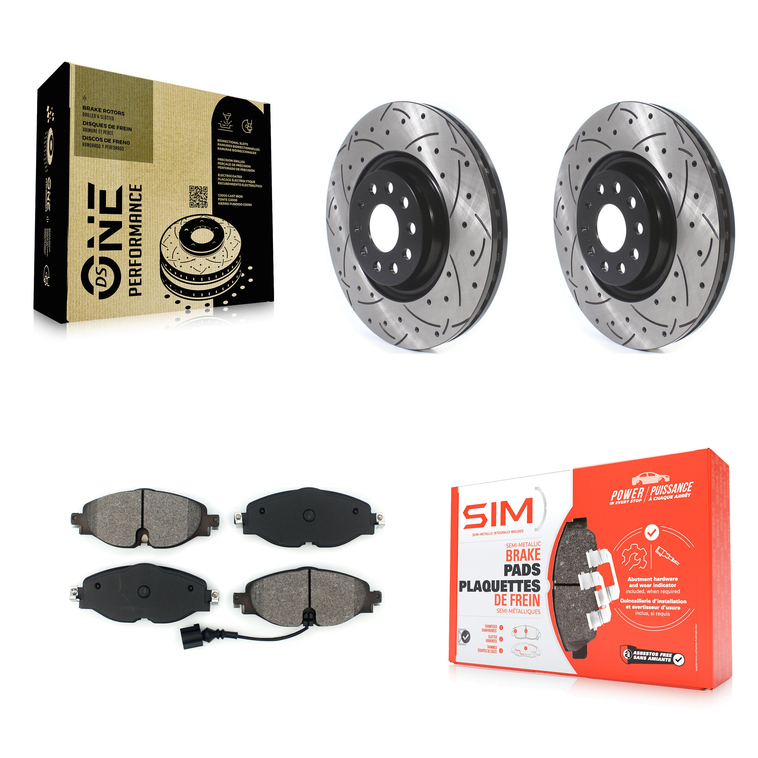 Transit Auto KDS-100565 Disc Brake Kit for 2015-2019 Audi A3, Volkswagen Golf - Front