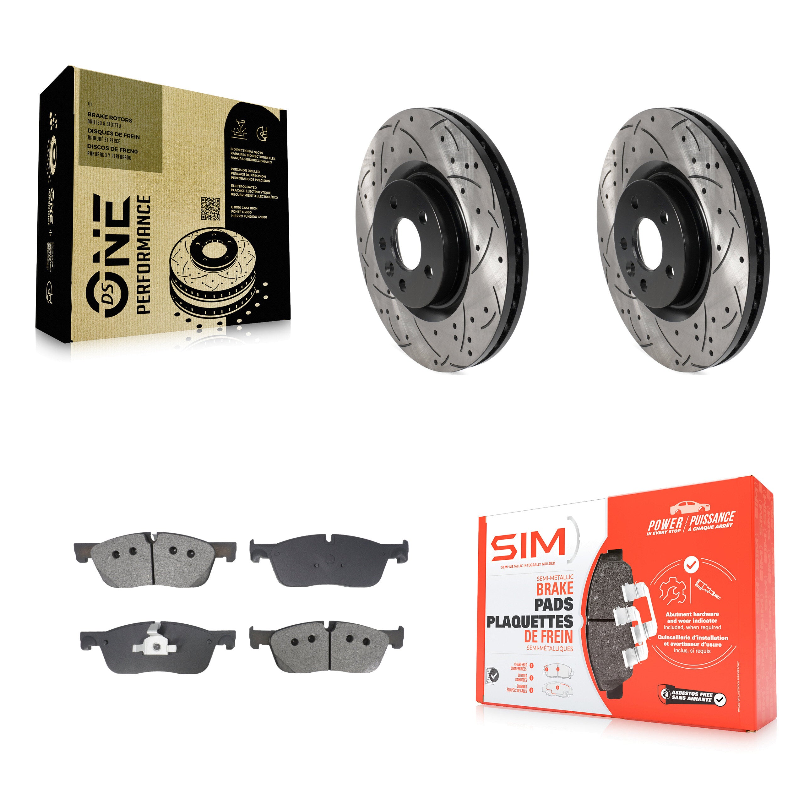 Transit Auto KDS-101019 Disc Brake Kit for 2015-2019 Jaguar E-Pace, Land Rover Discovery Sport, Land Rover Range Rover Evoque - Front