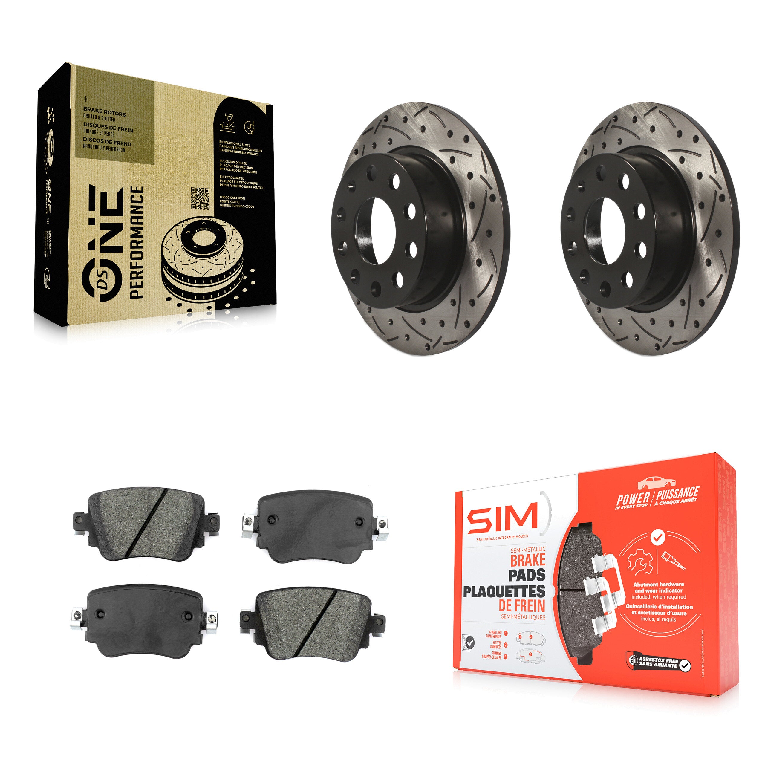Transit Auto KDS-101696 Disc Brake Kit for 2015 Volkswagen Golf, Volkswagen Golf SportWagen - Rear