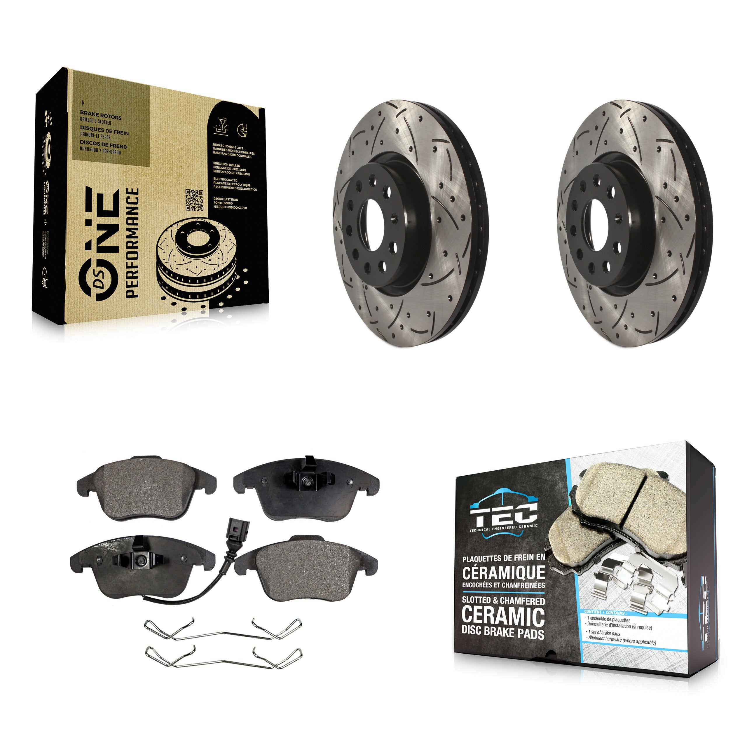 Transit Auto KDT-100081 Disc Brake Kit for 2009-2020 Volkswagen Tiguan Limited, Audi Q3 and More - Front