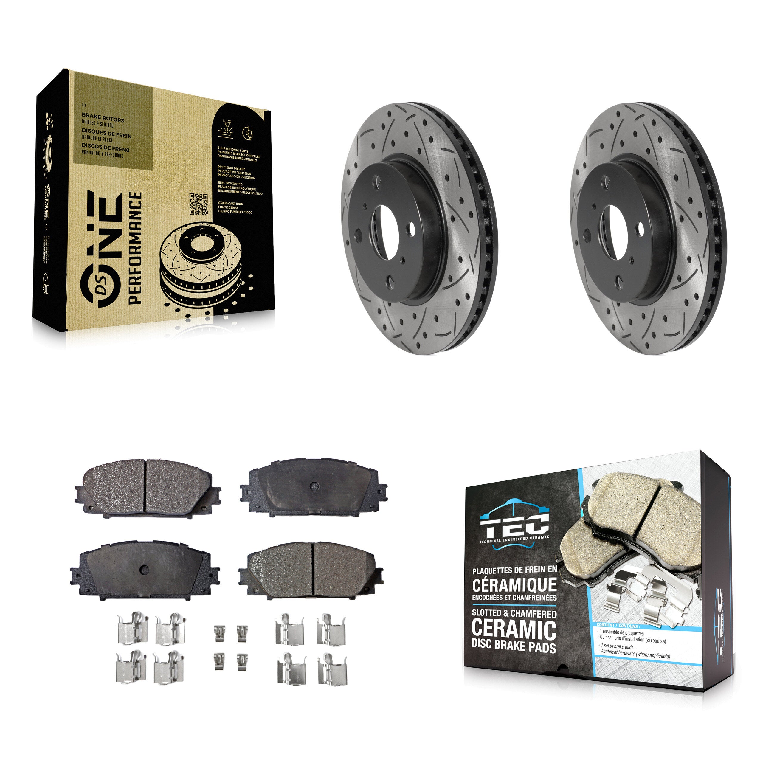 Transit Auto KDT-100780 Disc Brake Kit for 2006-2019 Toyota Yaris, Scion iQ, Toyota Prius C - Front