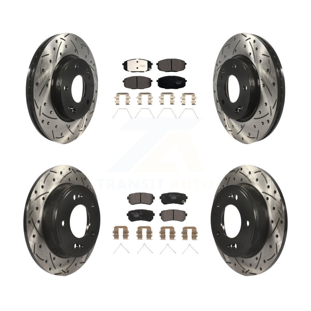 Transit Auto KDT-101060 Disc Brake Kit for 2018-2023 Hyundai Kona, Kia Seltos - Front and Rear