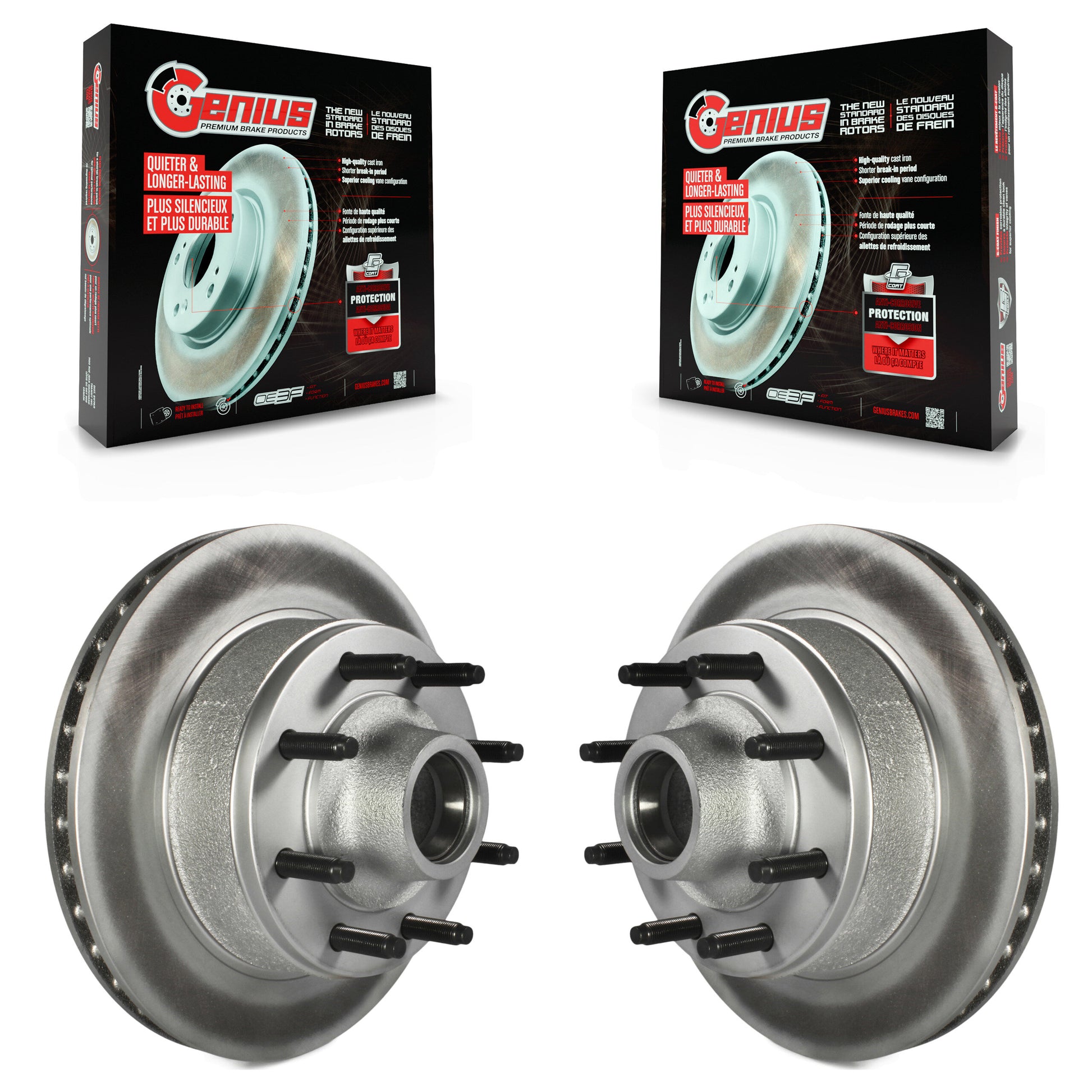 Genius KG-100004 Disc Brake Rotor and Hub Assembly for 1995-2007 Ford E-150, Ford E-350 Econoline and More - Front
