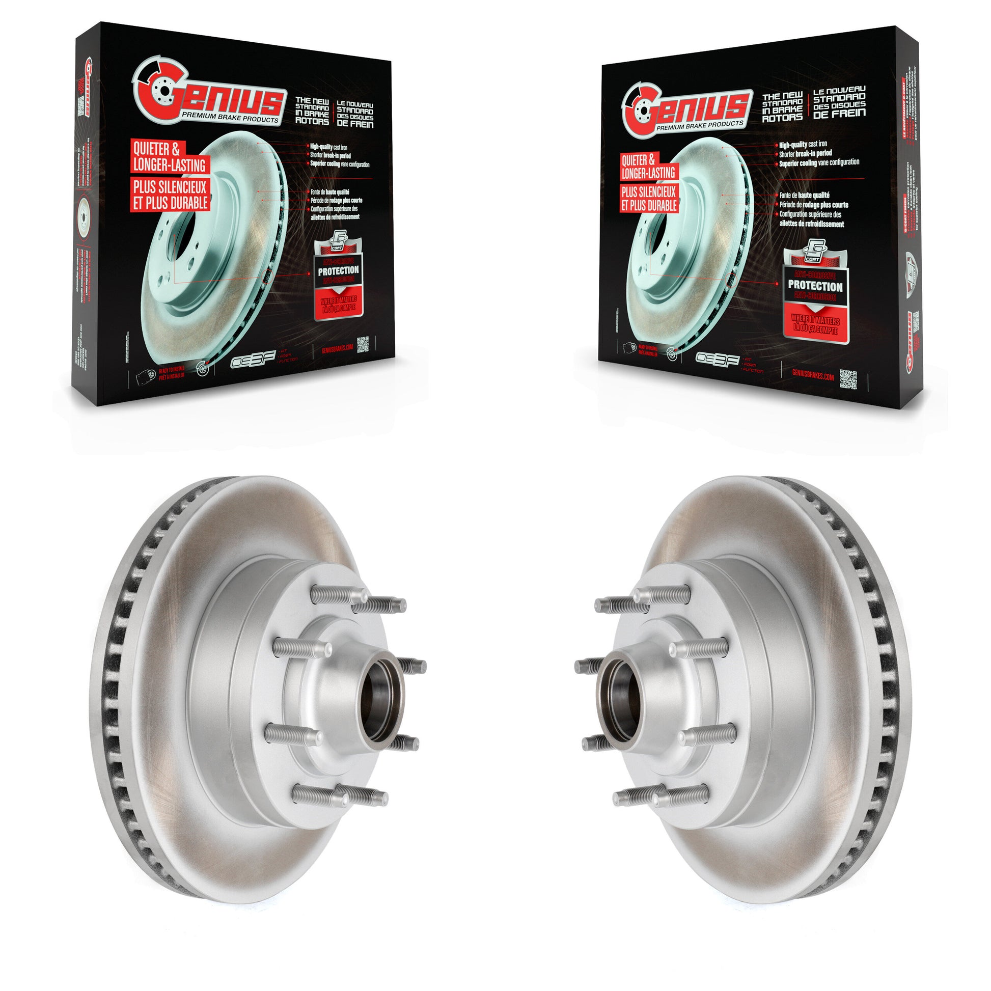 Genius KG-100009 Disc Brake Rotor and Hub Assembly for 2008-2023 Ford E-350 Super Duty, Ford E-150 and More - Front