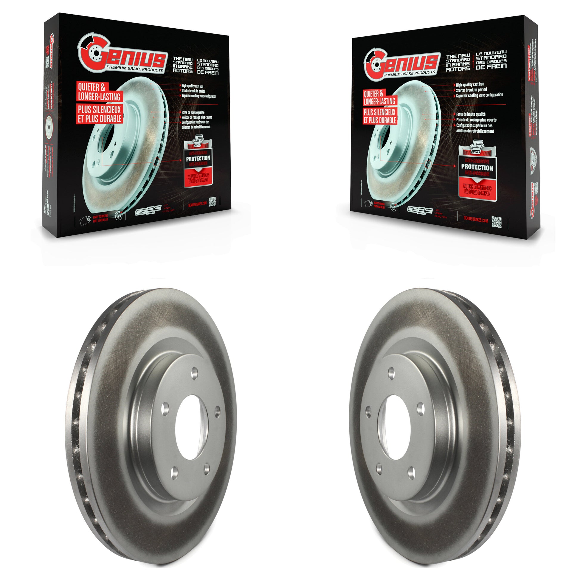 Genius KG-100134 Disc Brake Rotor for 2007-2024 Mitsubishi Eclipse Cross, Jeep Compass and More - Front