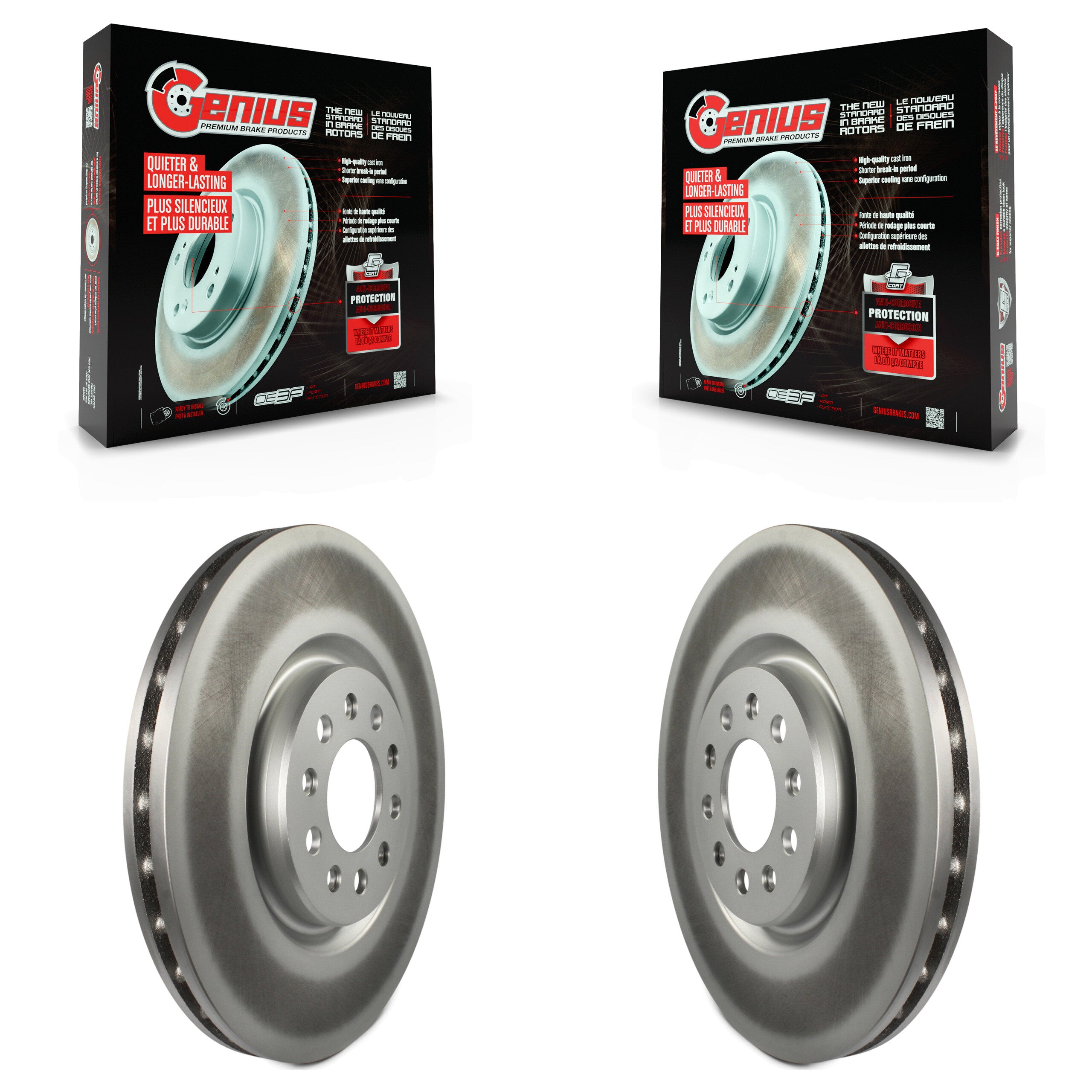 Genius KG-100147 Disc Brake Rotor for 2014-2023 Dodge Hornet, Jeep Compass and More - Front