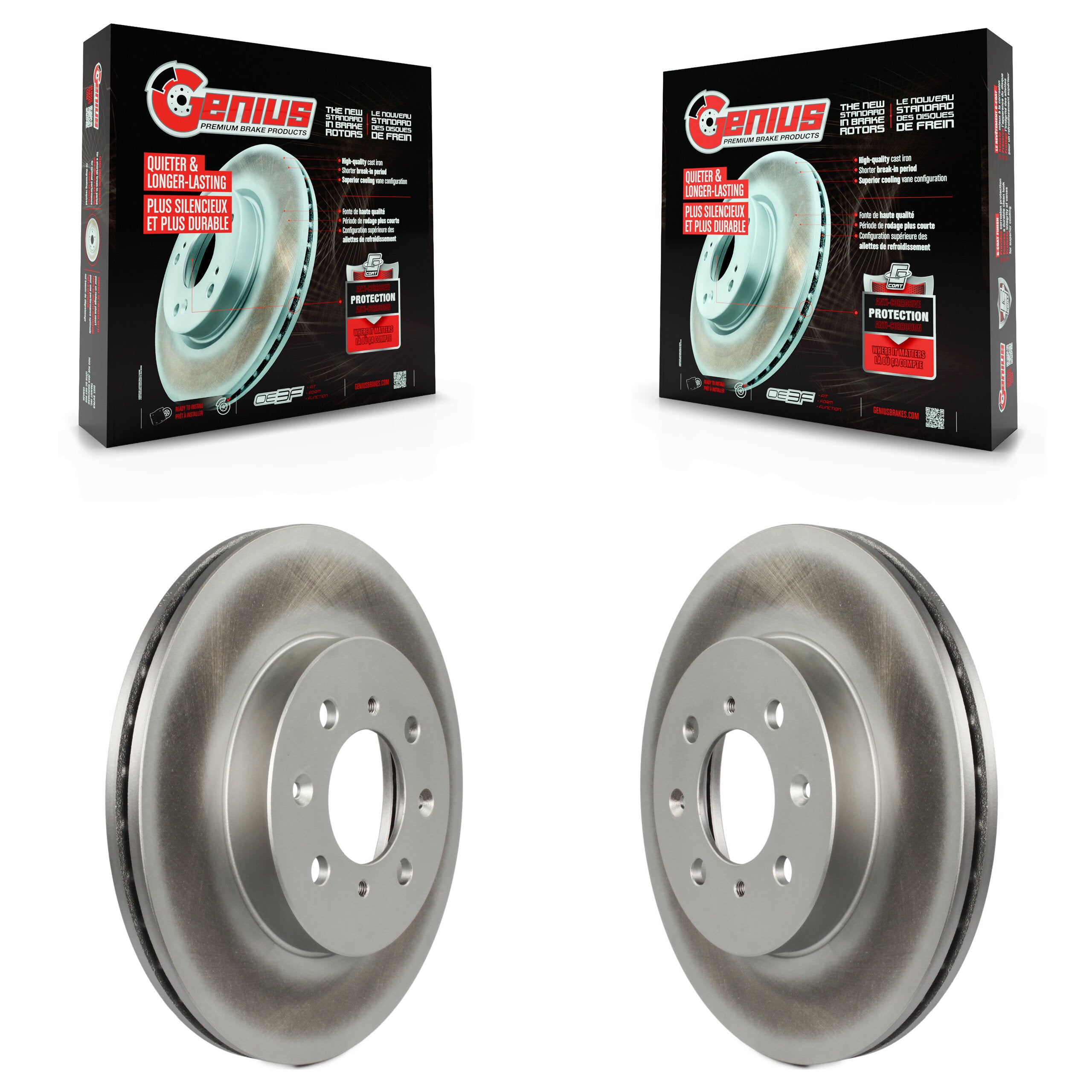 Genius KG-100150 Disc Brake Rotor for 1990-2014 Honda Fit, Honda Insight and More - Front
