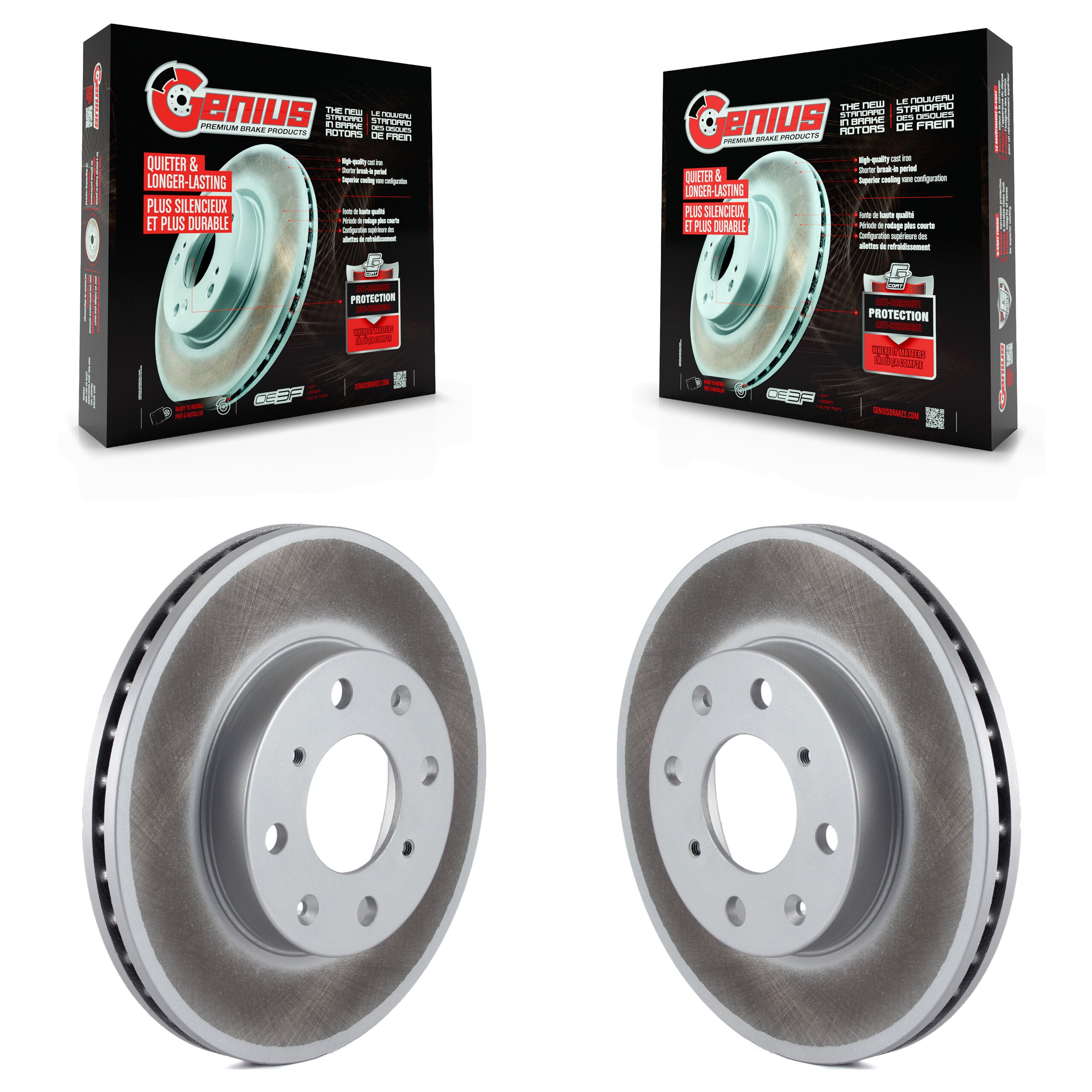 Genius KG-100152 Disc Brake Rotor for 1990-2000 Honda Civic, Honda Civic del Sol, Honda CRX - Front