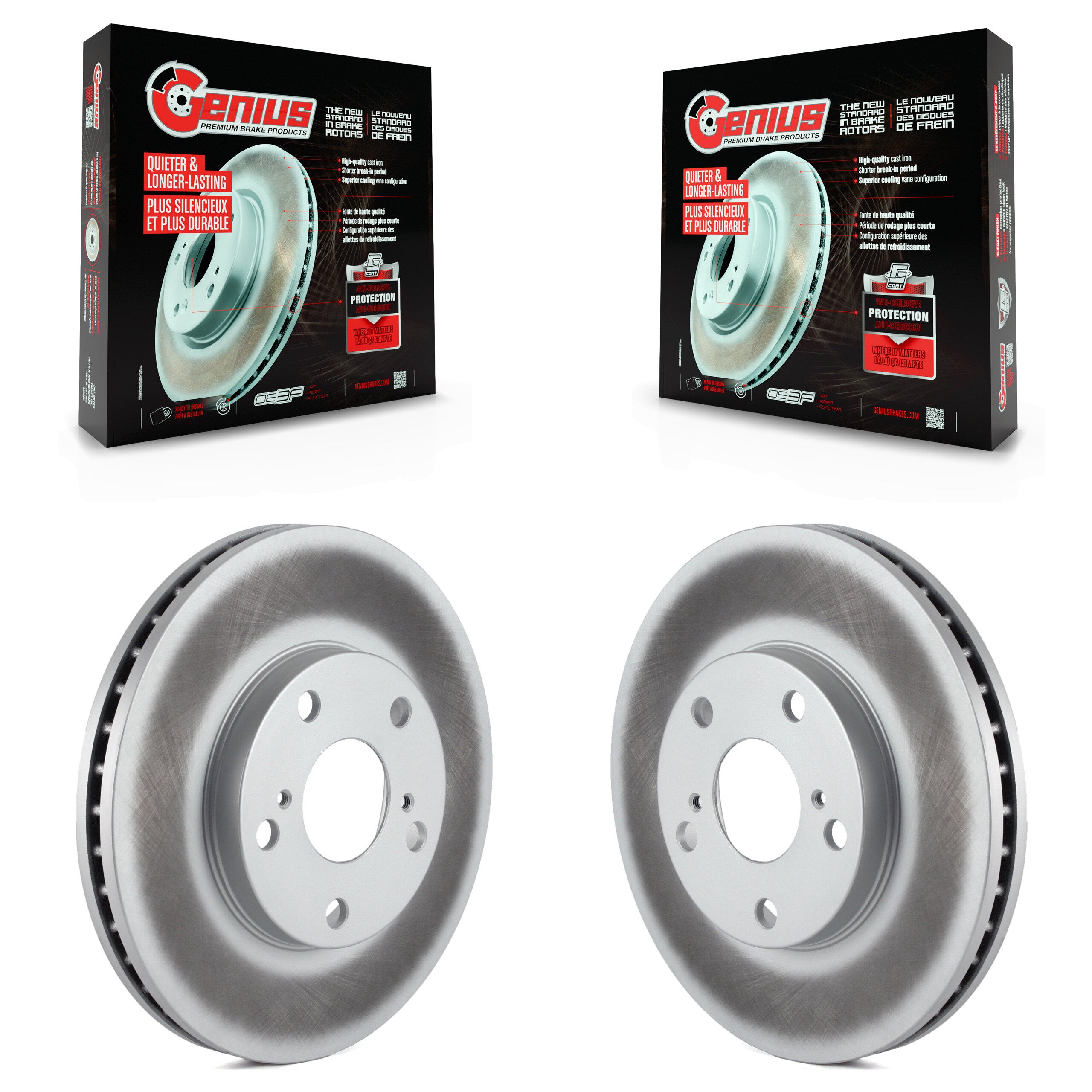 Genius KG-100153 Disc Brake Rotor for 1992-2006 Toyota Camry, Toyota Solara and More - Front