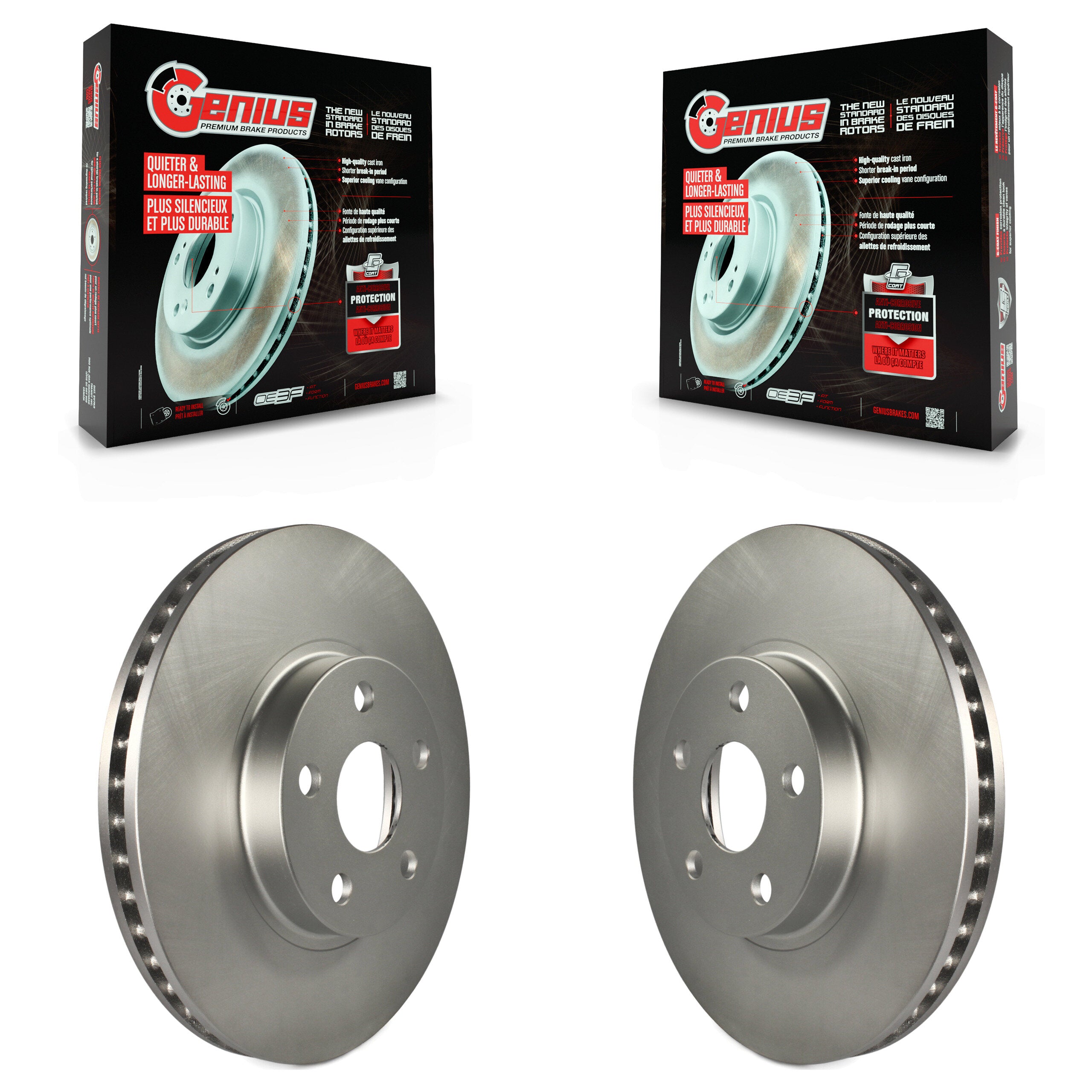 Genius KG-100174 Disc Brake Rotor for 2000-2010 Scion tC, Pontiac Vibe and More - Front