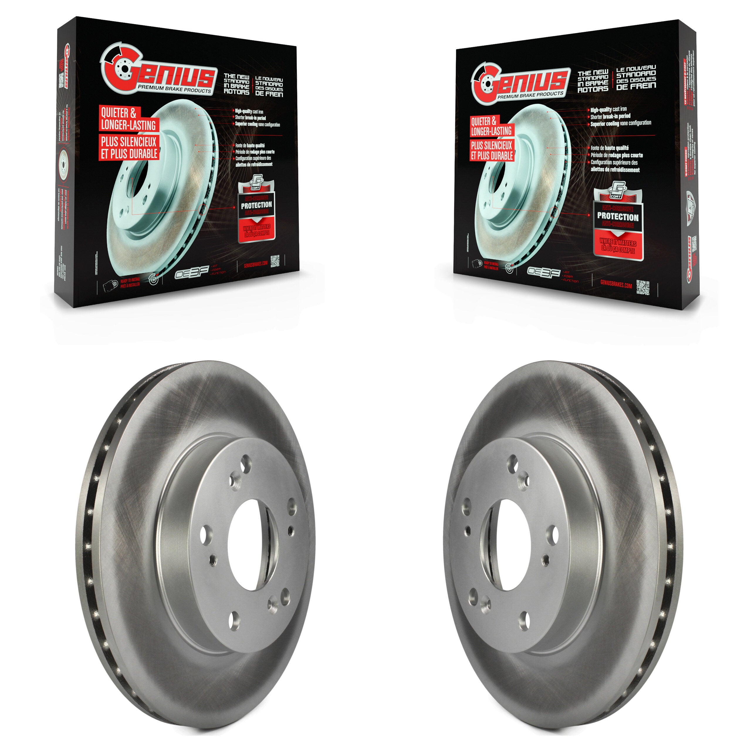 Genius KG-100186 Disc Brake Rotor for 2002-2015 Honda Civic, Honda CR-Z, Acura RSX - Front