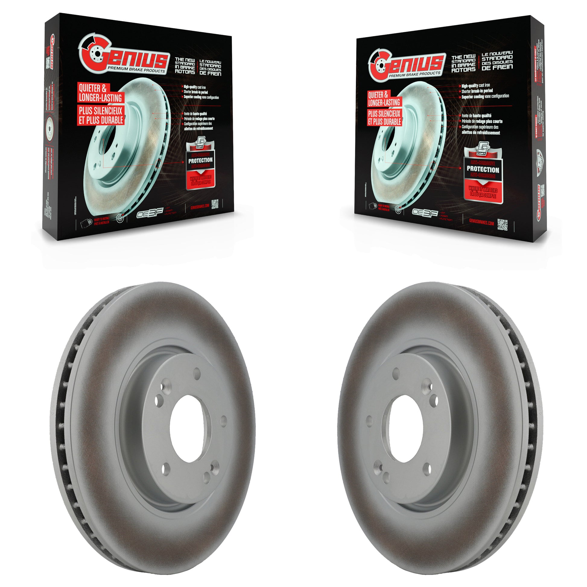 Genius KG-100252 Disc Brake Rotor for 2006-2019 Kia Optima, Hyundai Sonata and More - Front