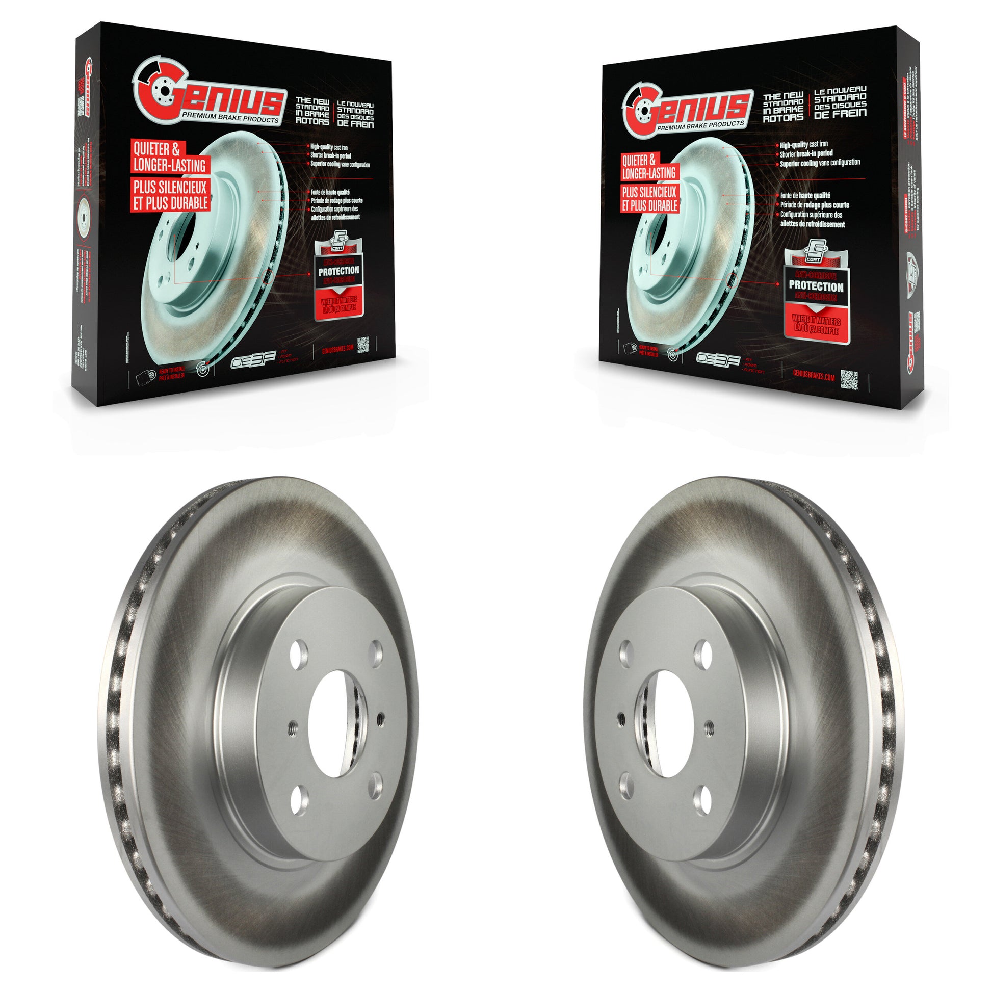 Genius KG-100257 Disc Brake Rotor for 2006-2019 Toyota Yaris, Scion iQ, Toyota Prius C - Front